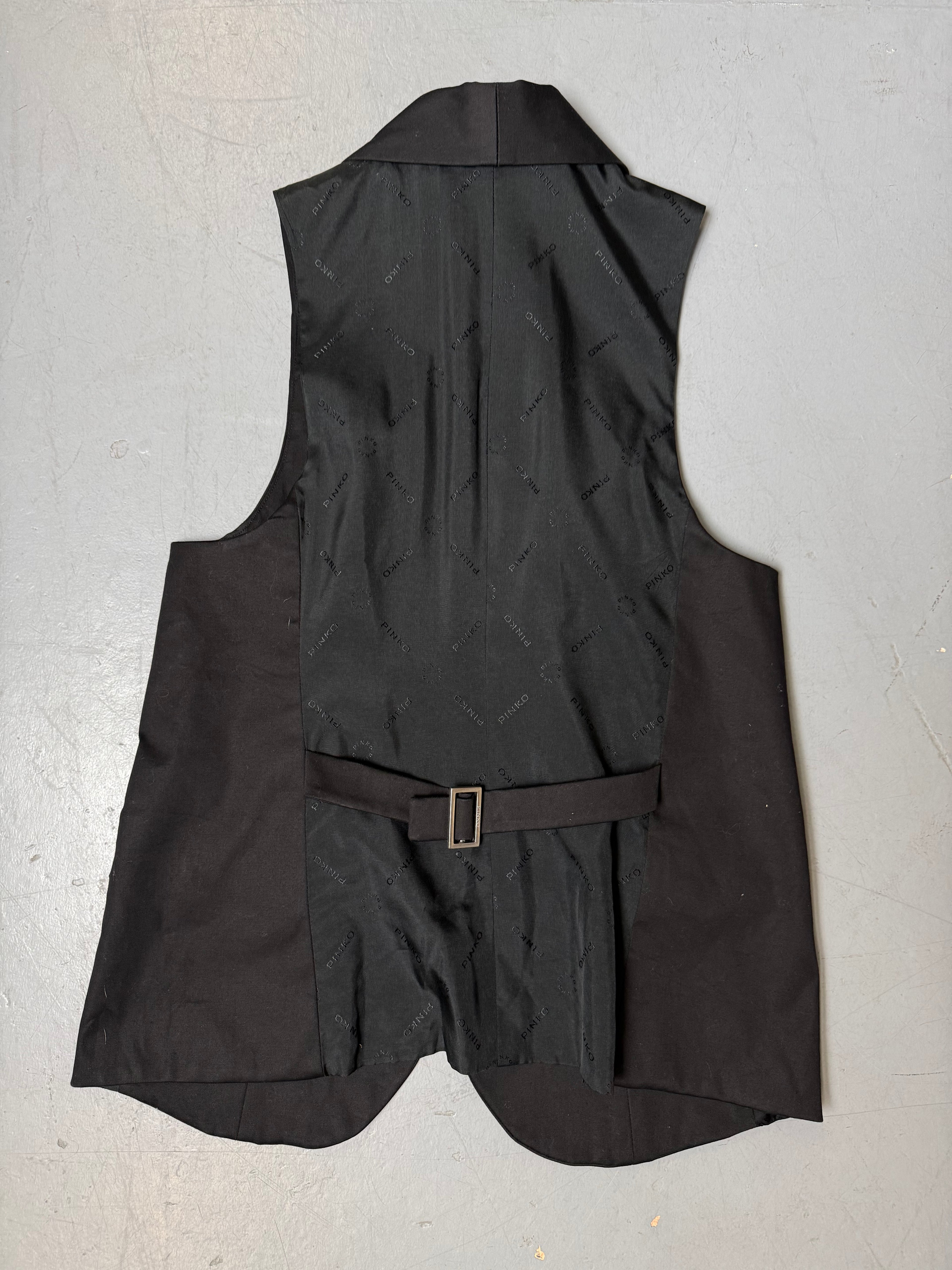 Vintage Pinko Black Vest für Damen. Y2K Secondhand 2000s Fashion.