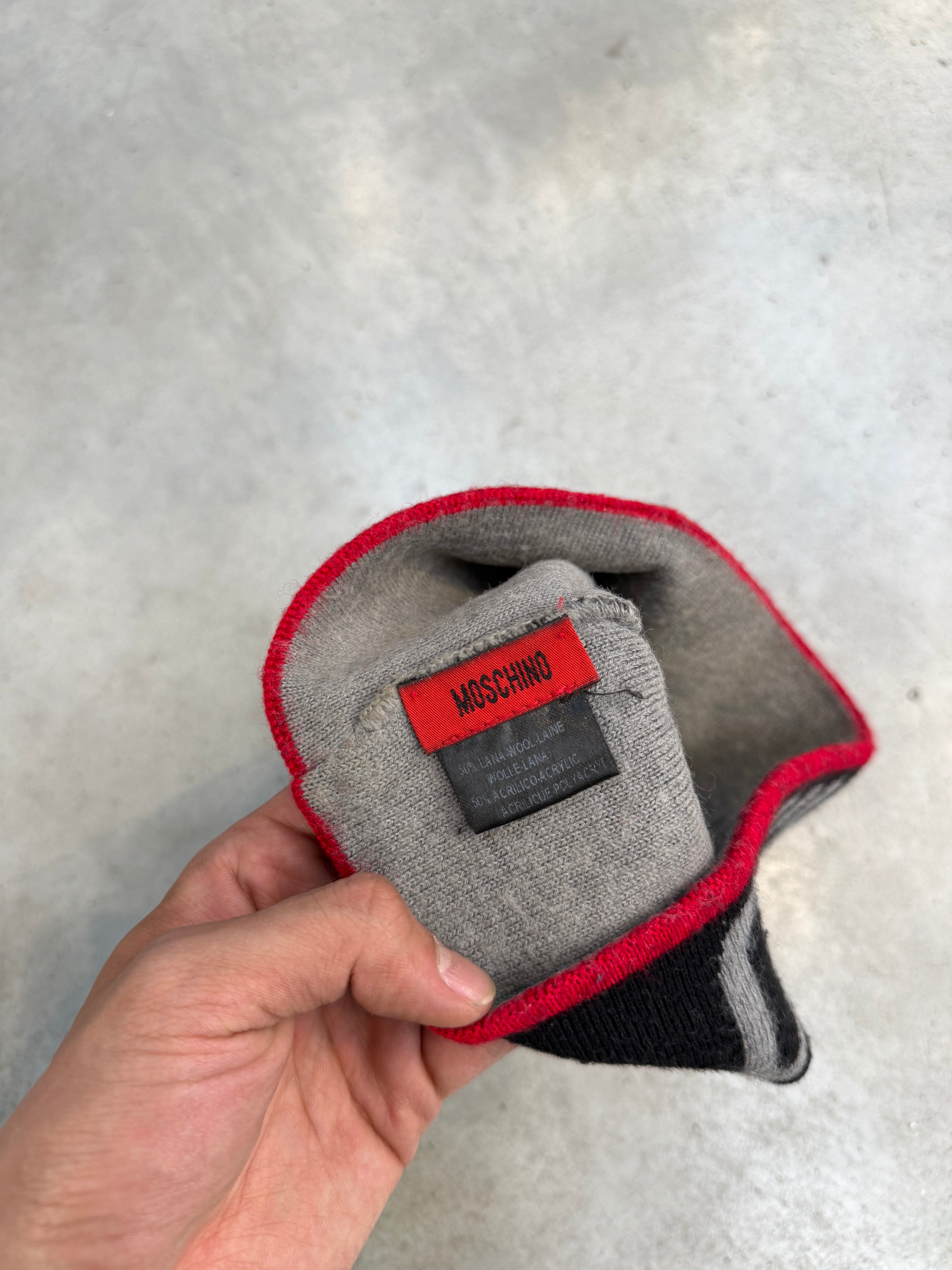 Vintage Moschino Black and Red Wool Beanie
