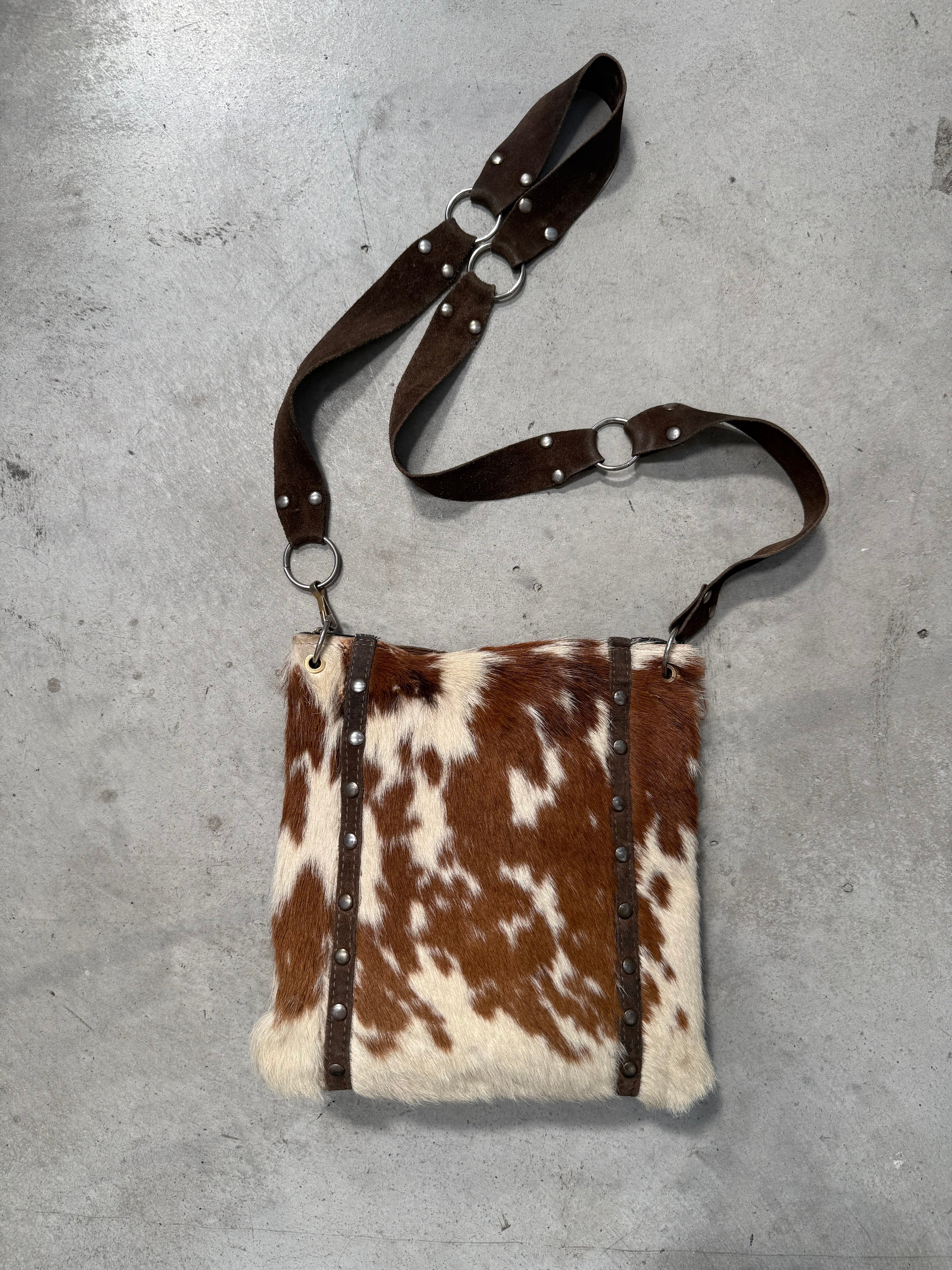 Vintage Cow Fur Optic Crossbody Bag