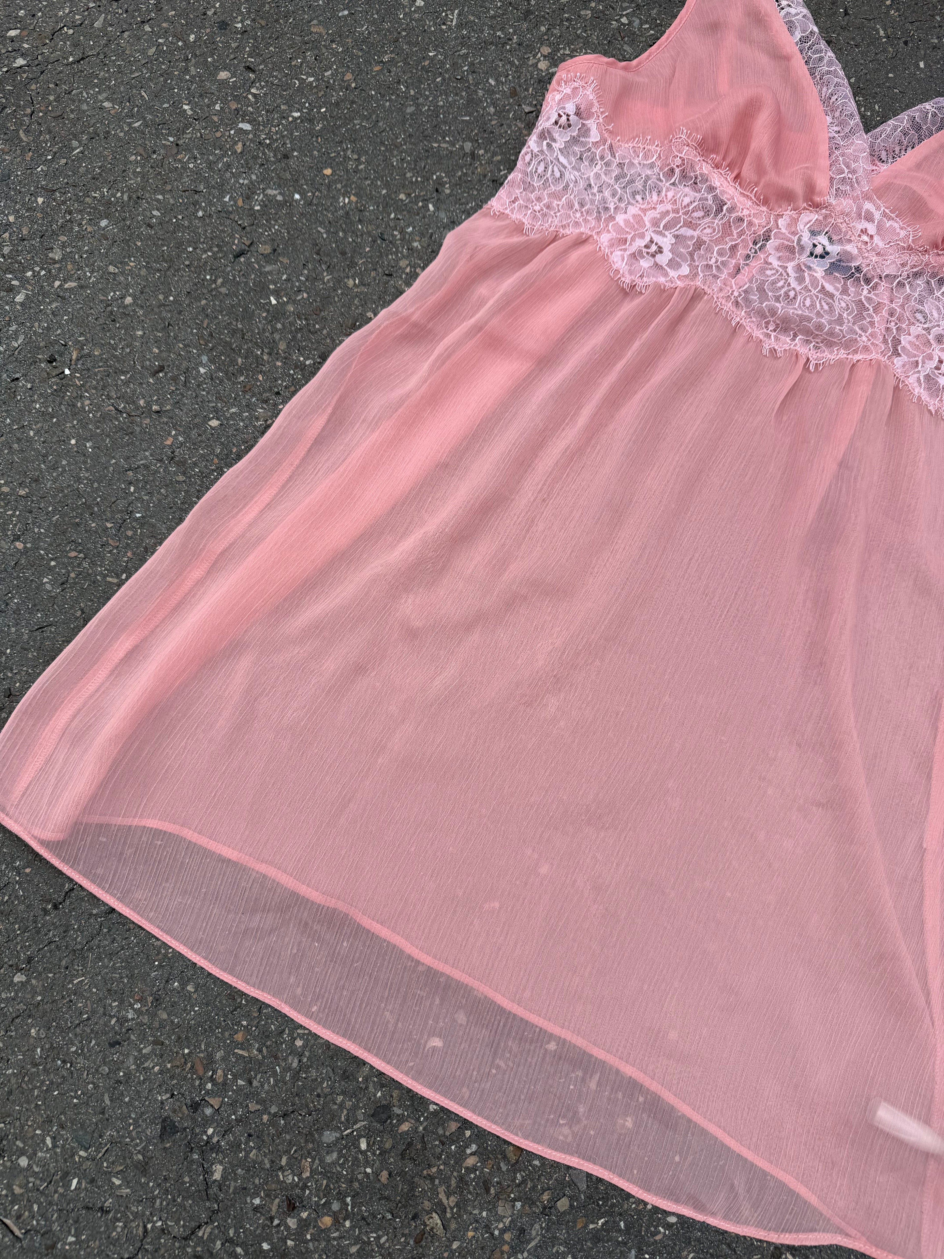 Vintage Pink Mesh Mini Dress S/M