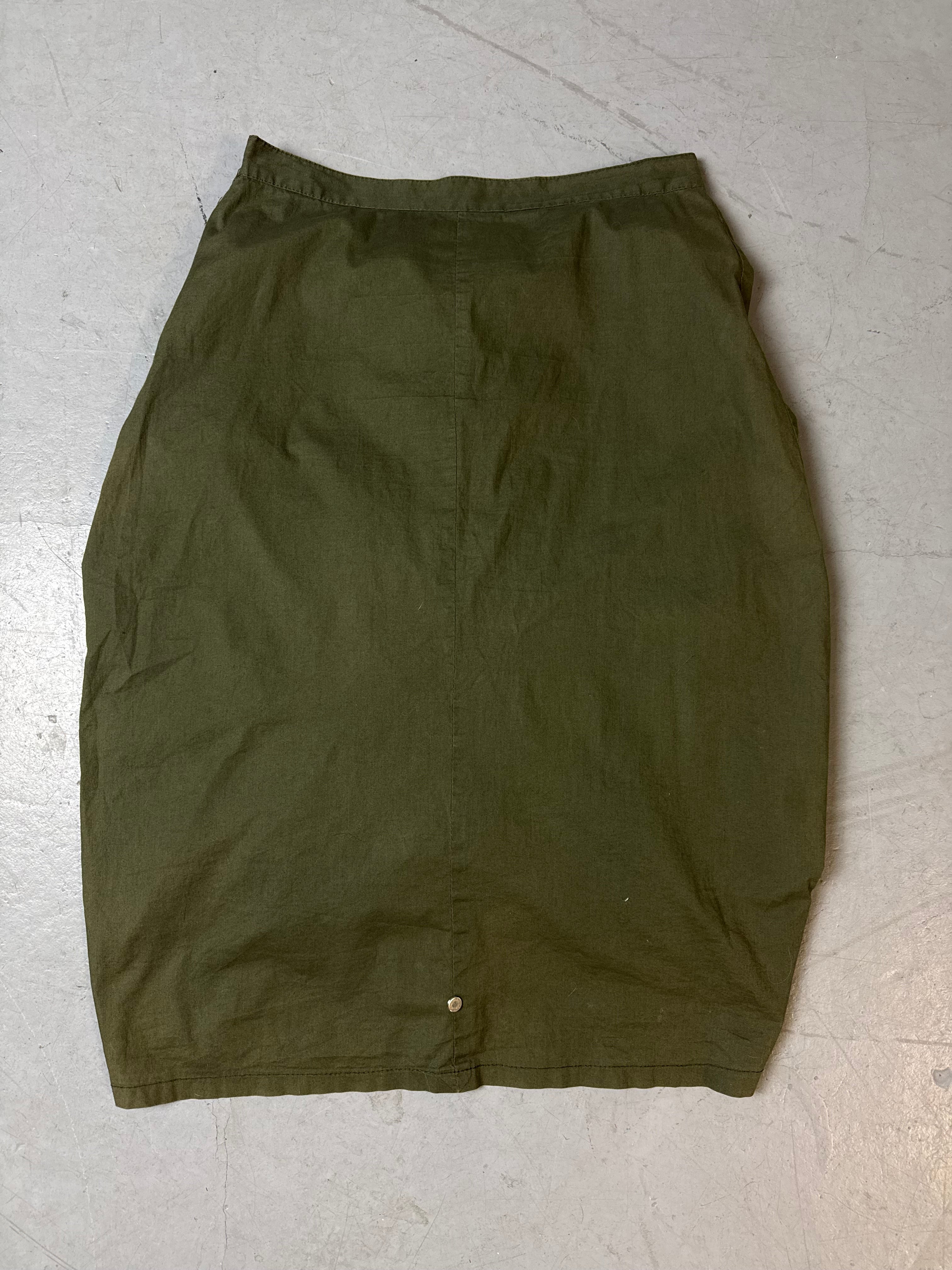 Produktbild von Vintage Dark Green Midi Cargo Skirt S/M von hinten