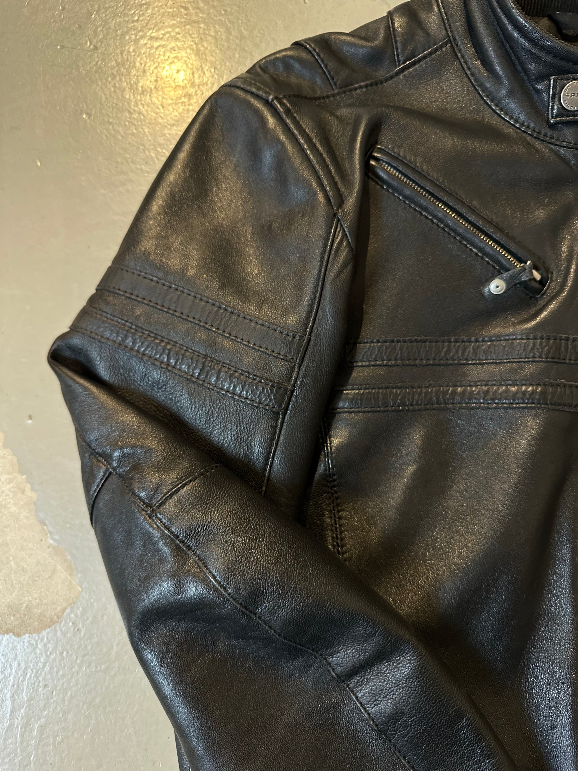 Vintage Black Leather Biker Jacket M