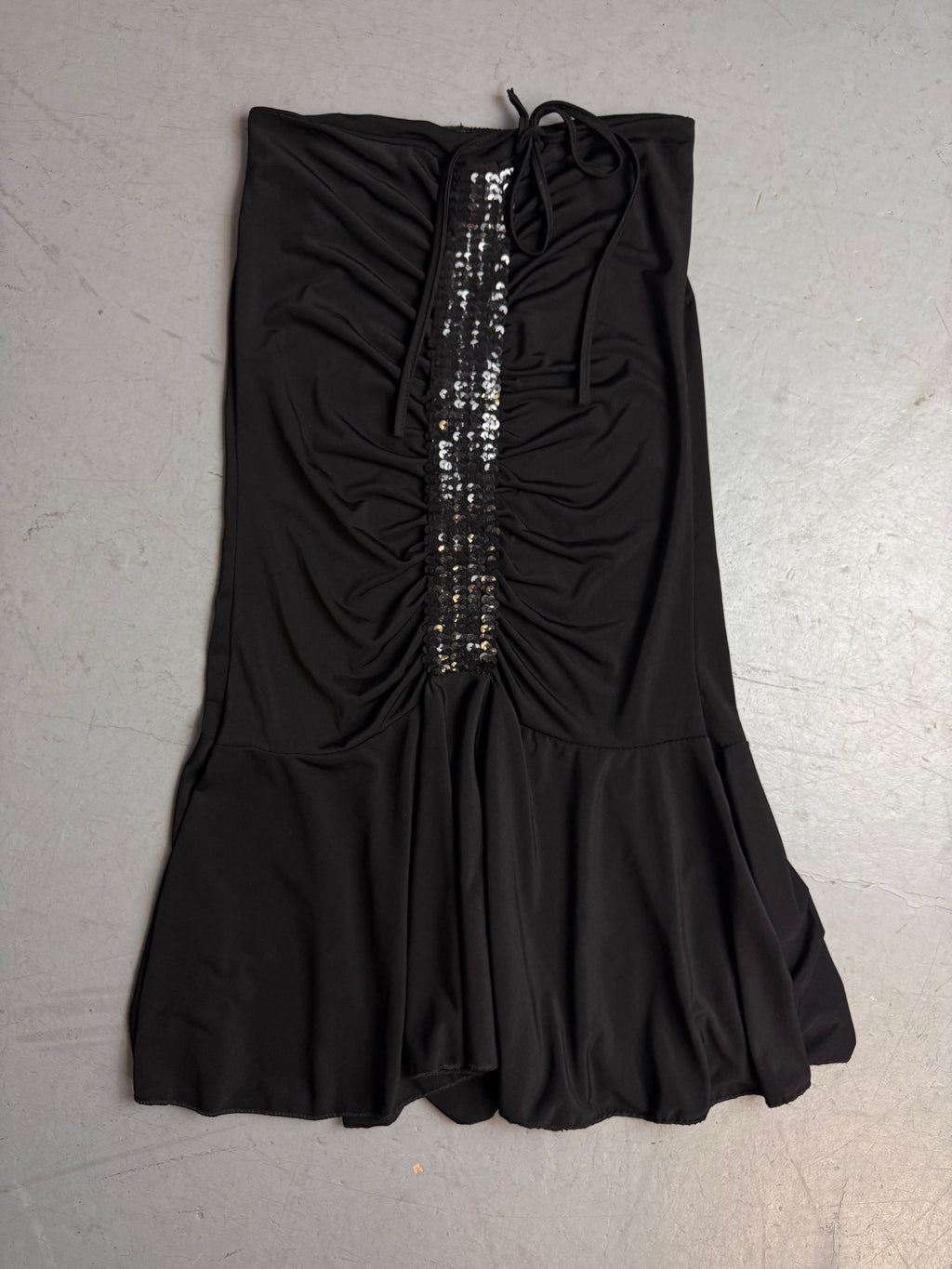 Vintage Black Strapless Mini Dress with Sequins S/M