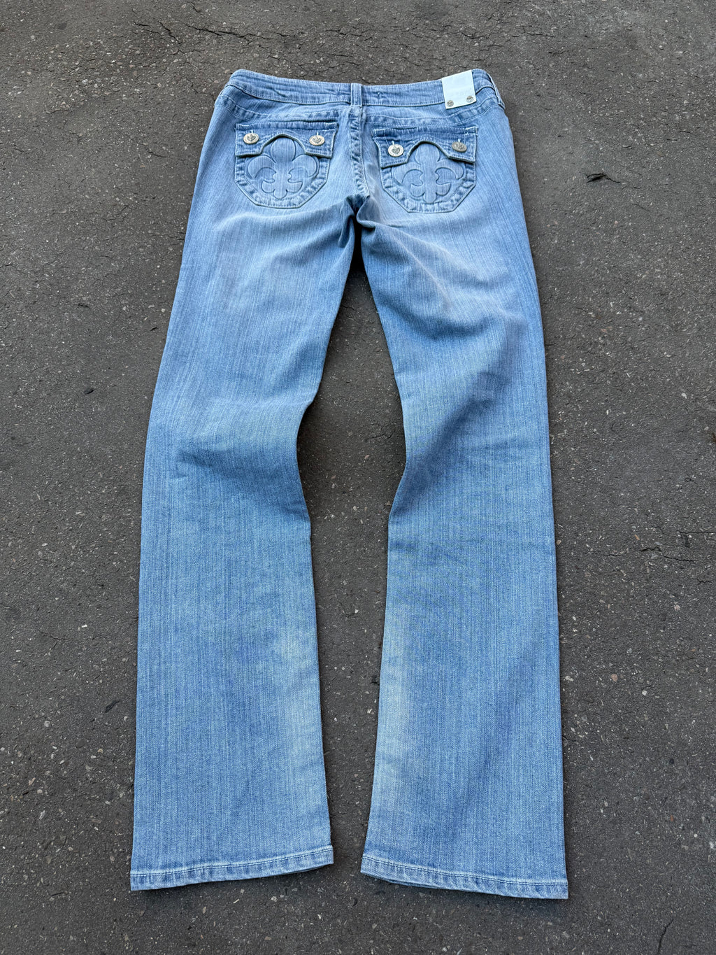 Y2K Laguna Beach „Hermosa Beach“ Light Blue Mid Waist Denim für Damen. Y2K 2000s Fashion