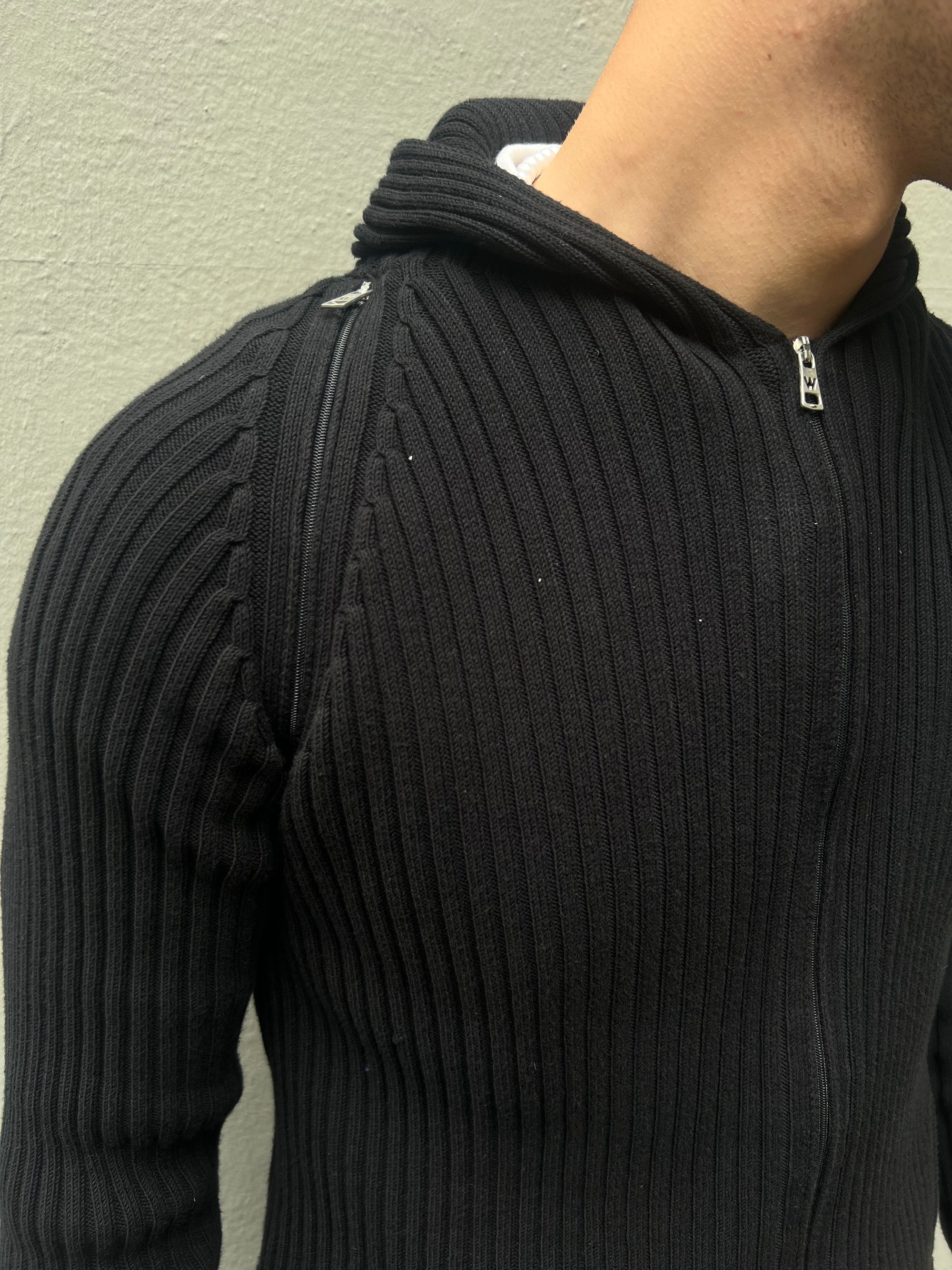 Vintage Black Weekend Zip Knit Sweater XL