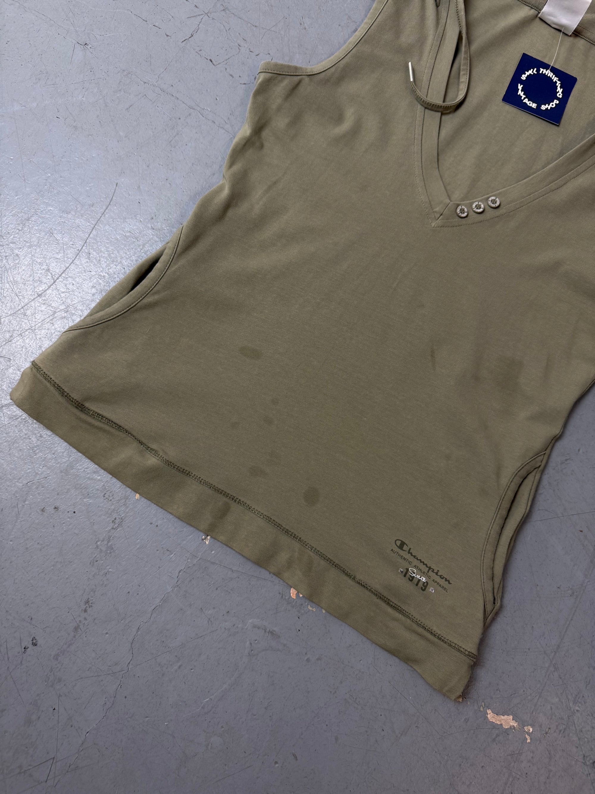 Vintage Champion Khaki Hooded Top S/M
