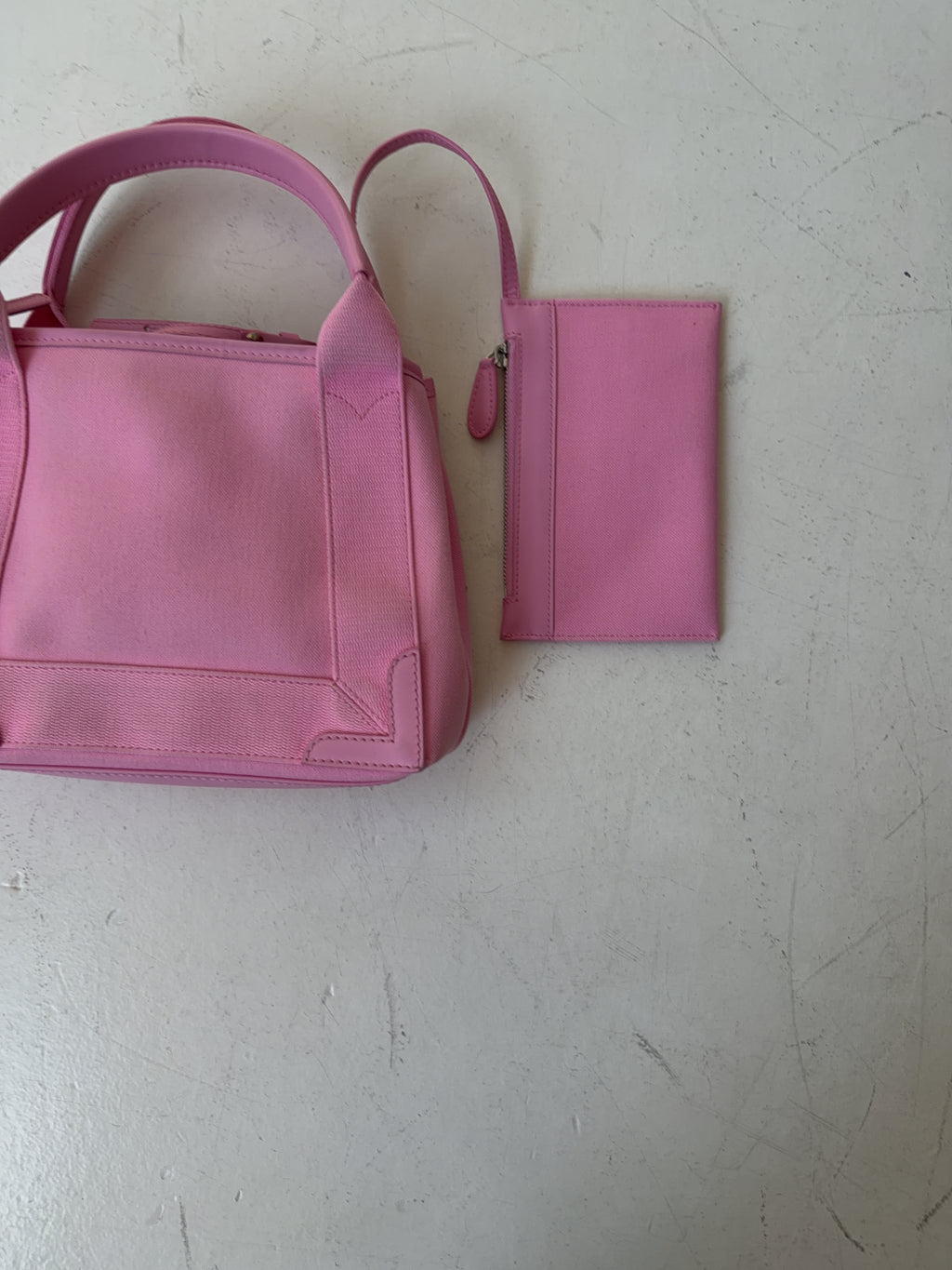 Vintage Balenciaga Pink Navy Cabas XS Canvas Tote Bag (Onesize)