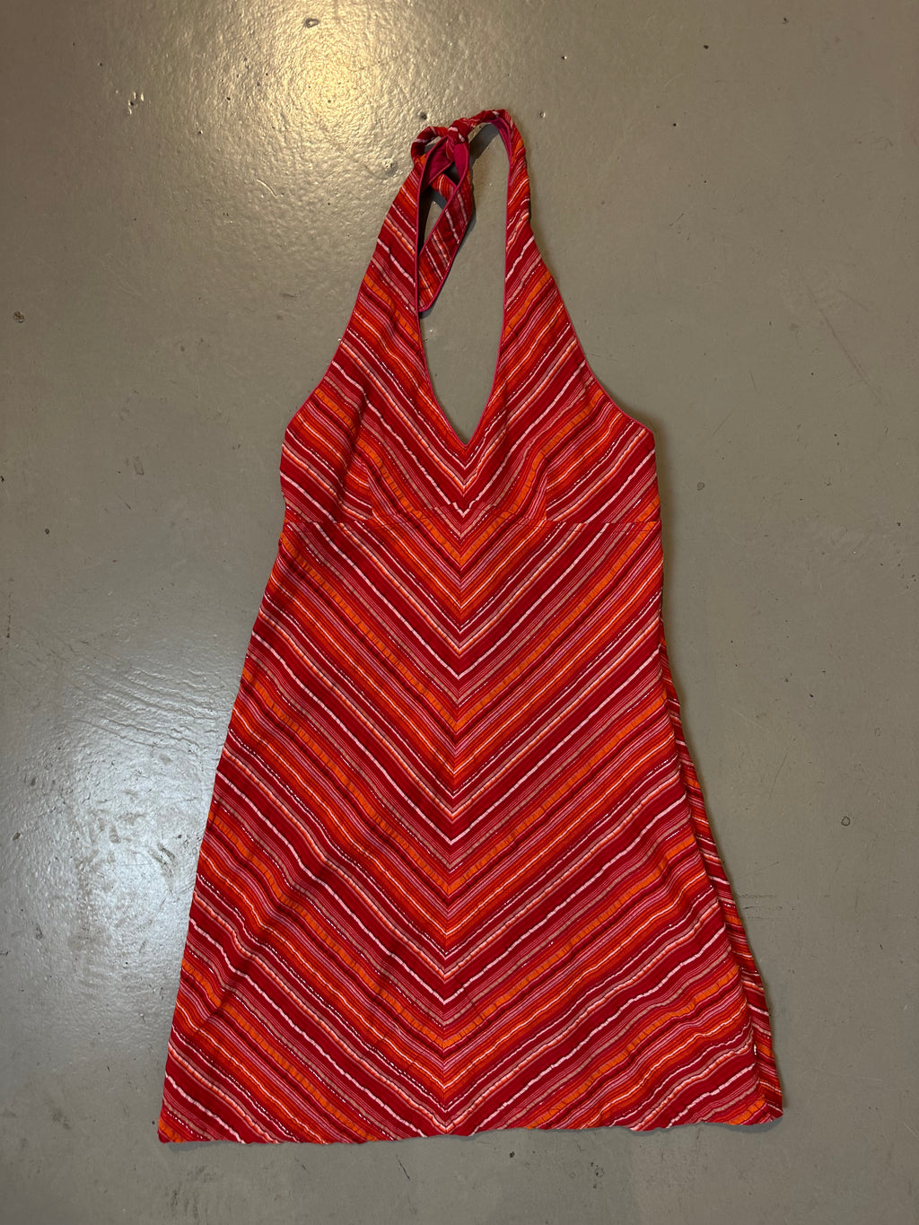 Vintage Striped Neckholder Midi Dress S