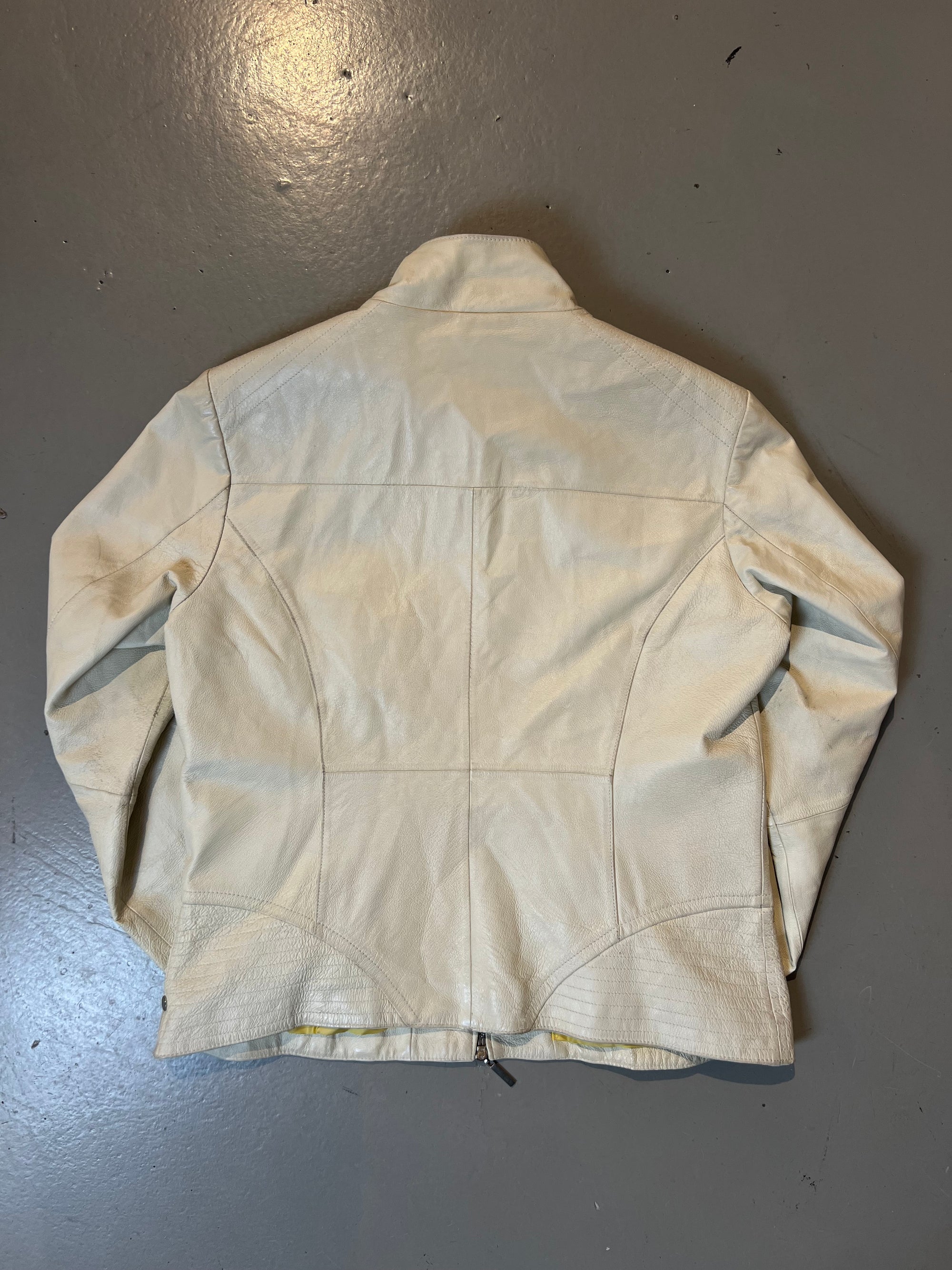 Vintage Beige Leather Jacket L/XL