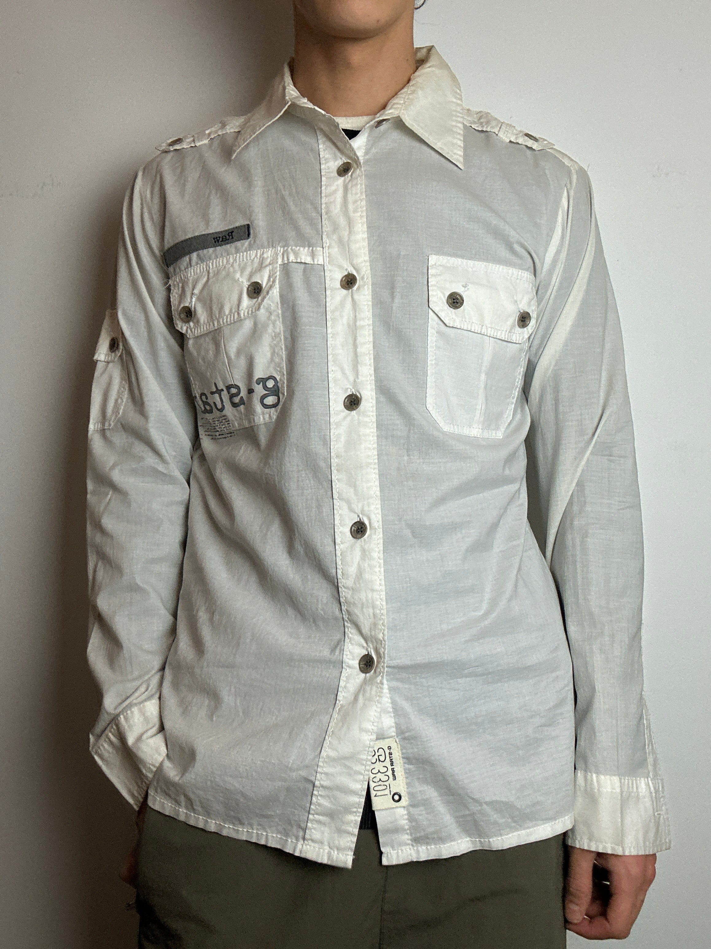 Ein weißes langarm Hemd von G-Star Vintage Y2K 