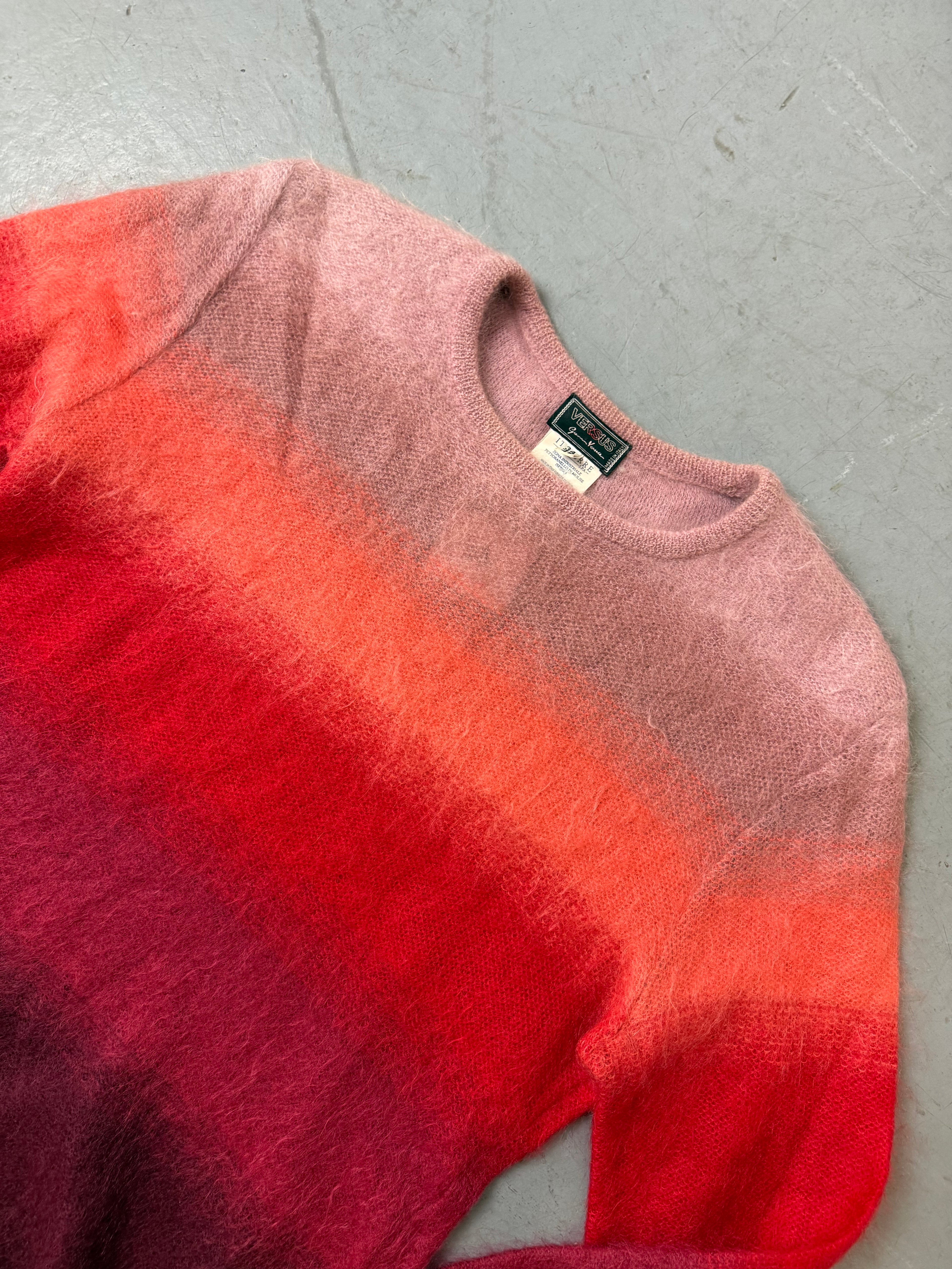 Vintage Versus Versace Multicolor Mohair Sweater für Damen. Y2K Second Hand 2000s Fashion