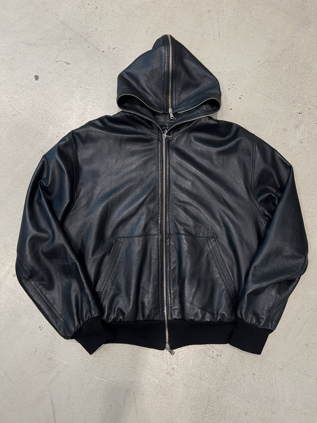 Vintage Full Zip Leder Jacke (XXL)