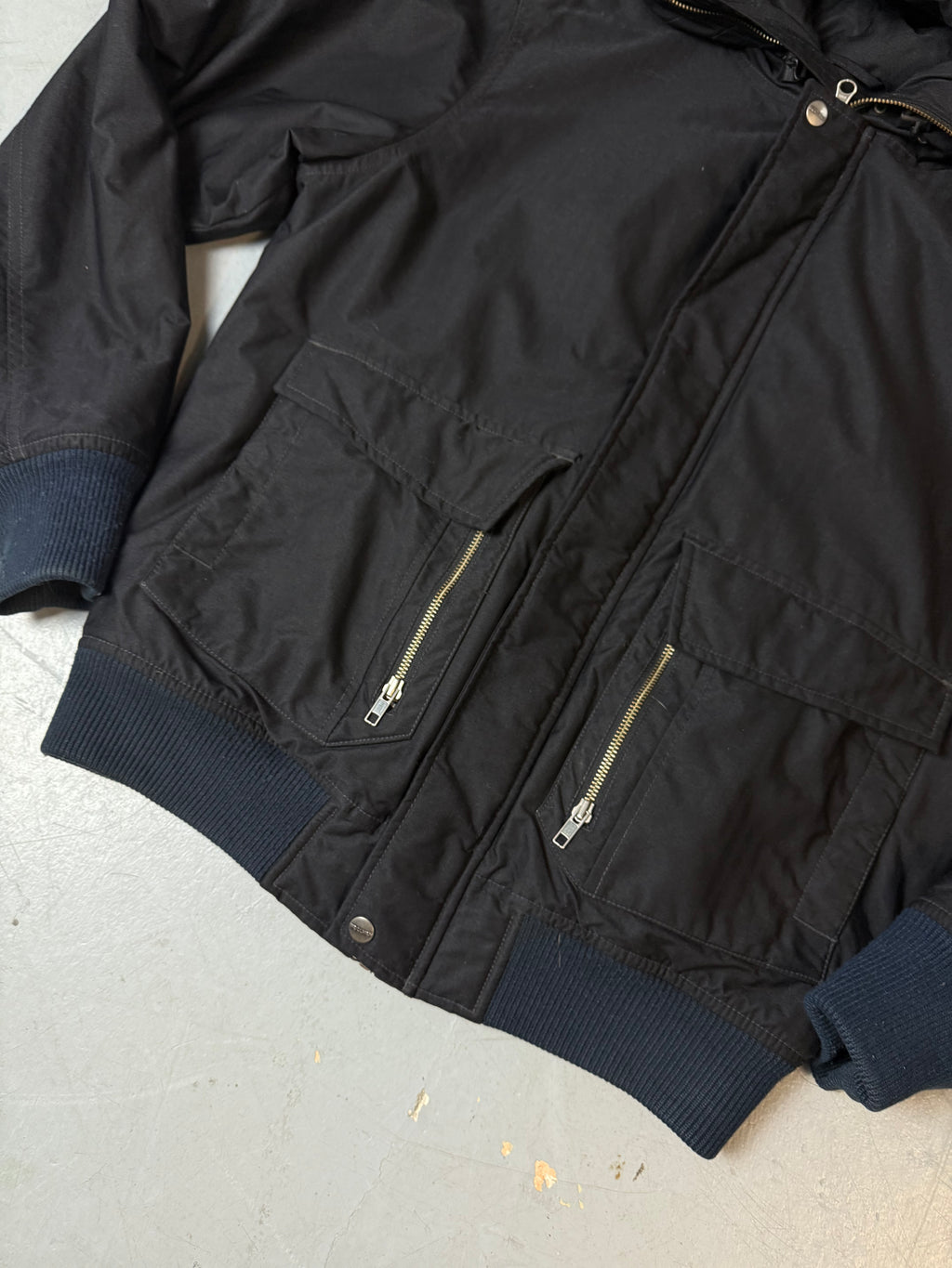 Vintage Woolrich Black Winter Jacket with Fur Hood M/L