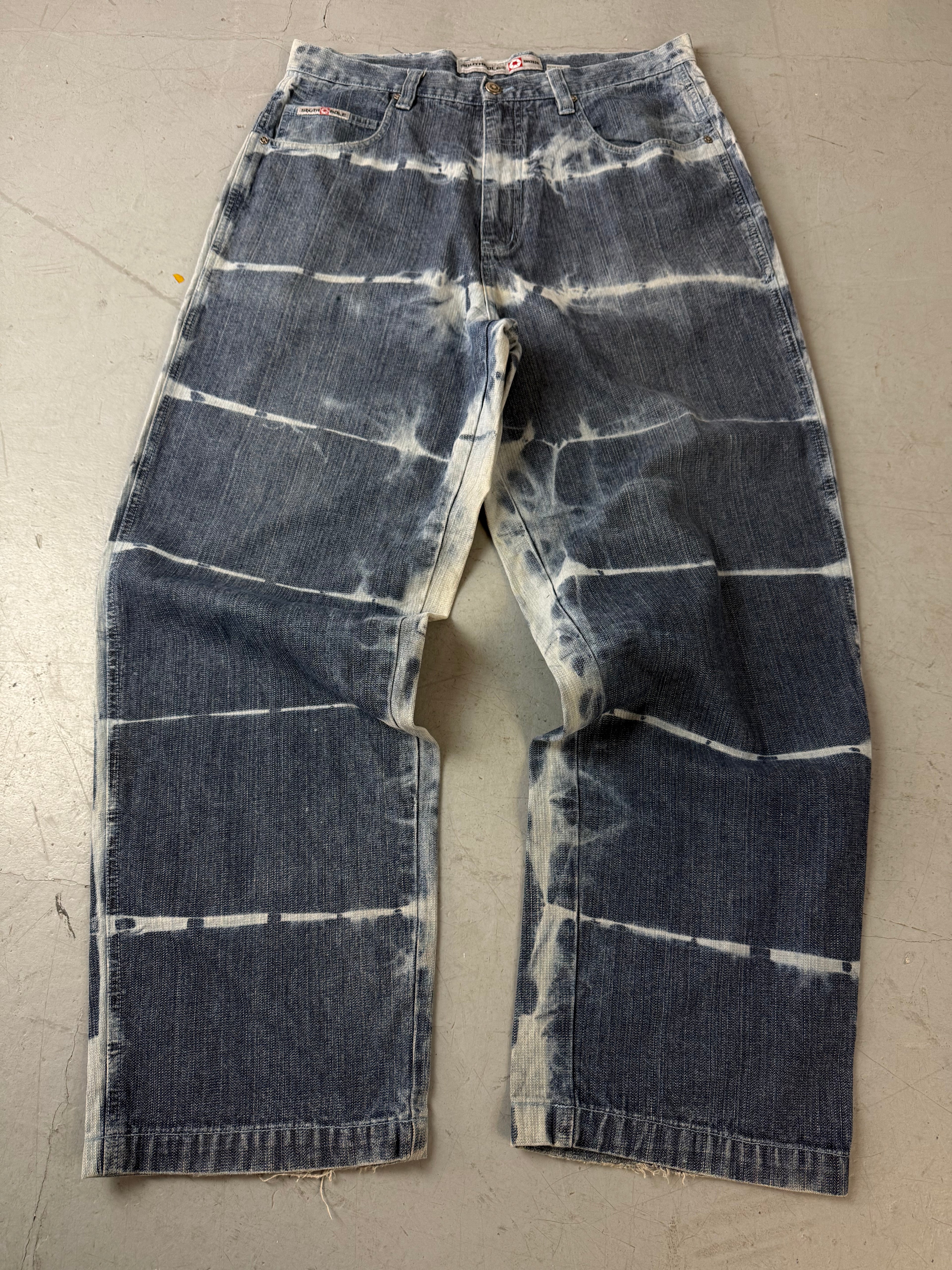 Vintage Southpole Bleach Washed Baggy Denim XL für Herren. Y2K Second Hand 2000s Fashion
