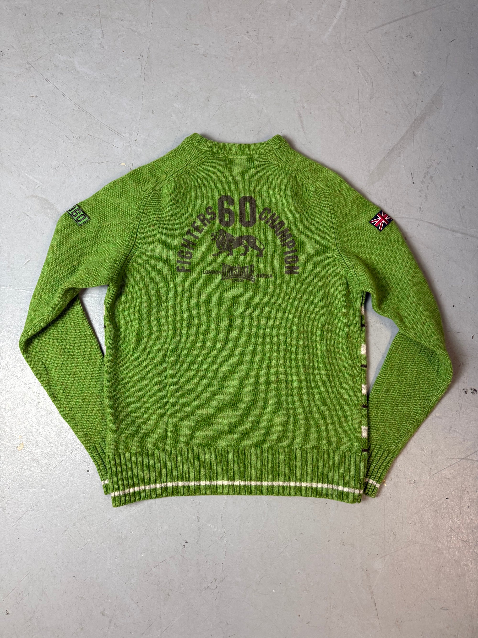 Vintage Lonsdale Green Striped Knit Sweater M/L
