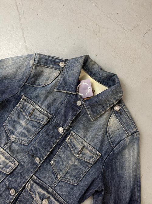 Vintage The Ninth Denim Jacket für Damen. Y2K Second Hand 2000s Fashion