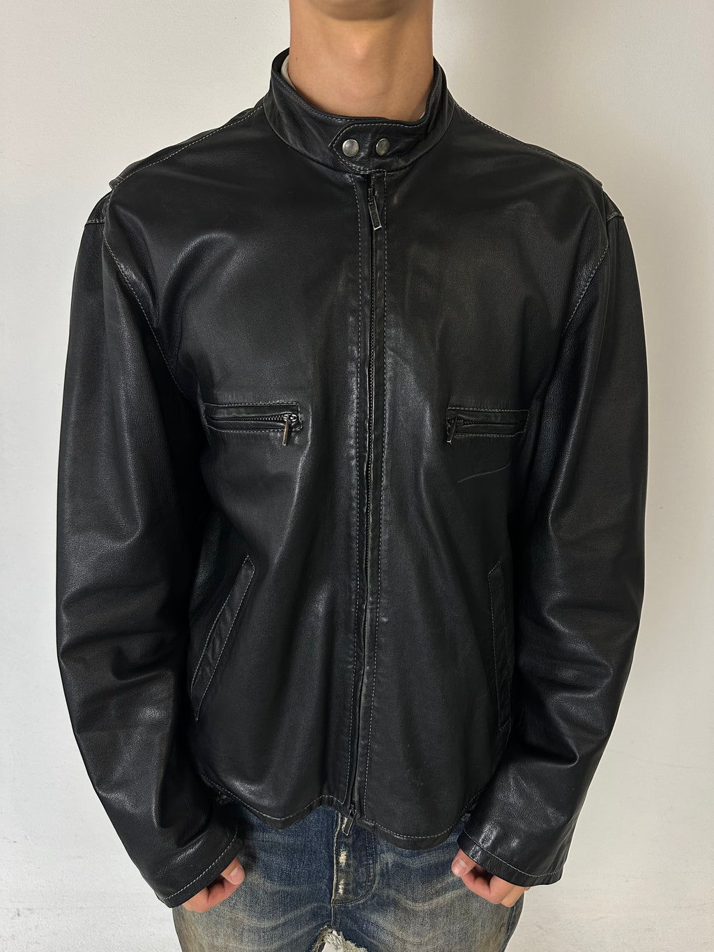 Eine schicke schwarze vintage Lederjacke von joop