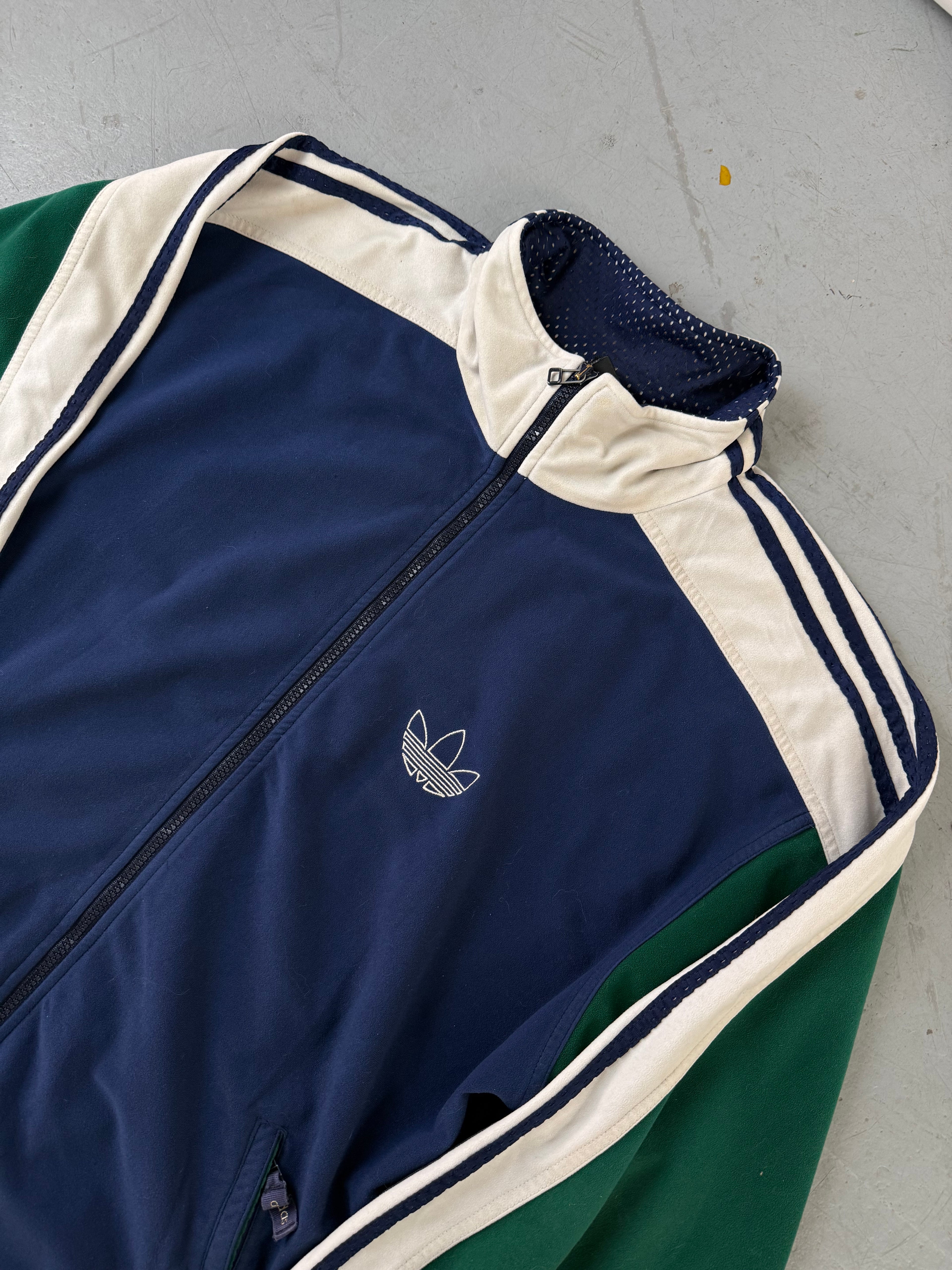 Vintage Adidas Blue/Green Track Jacket  für Herren. Y2K Second Hand 2000s Fashion