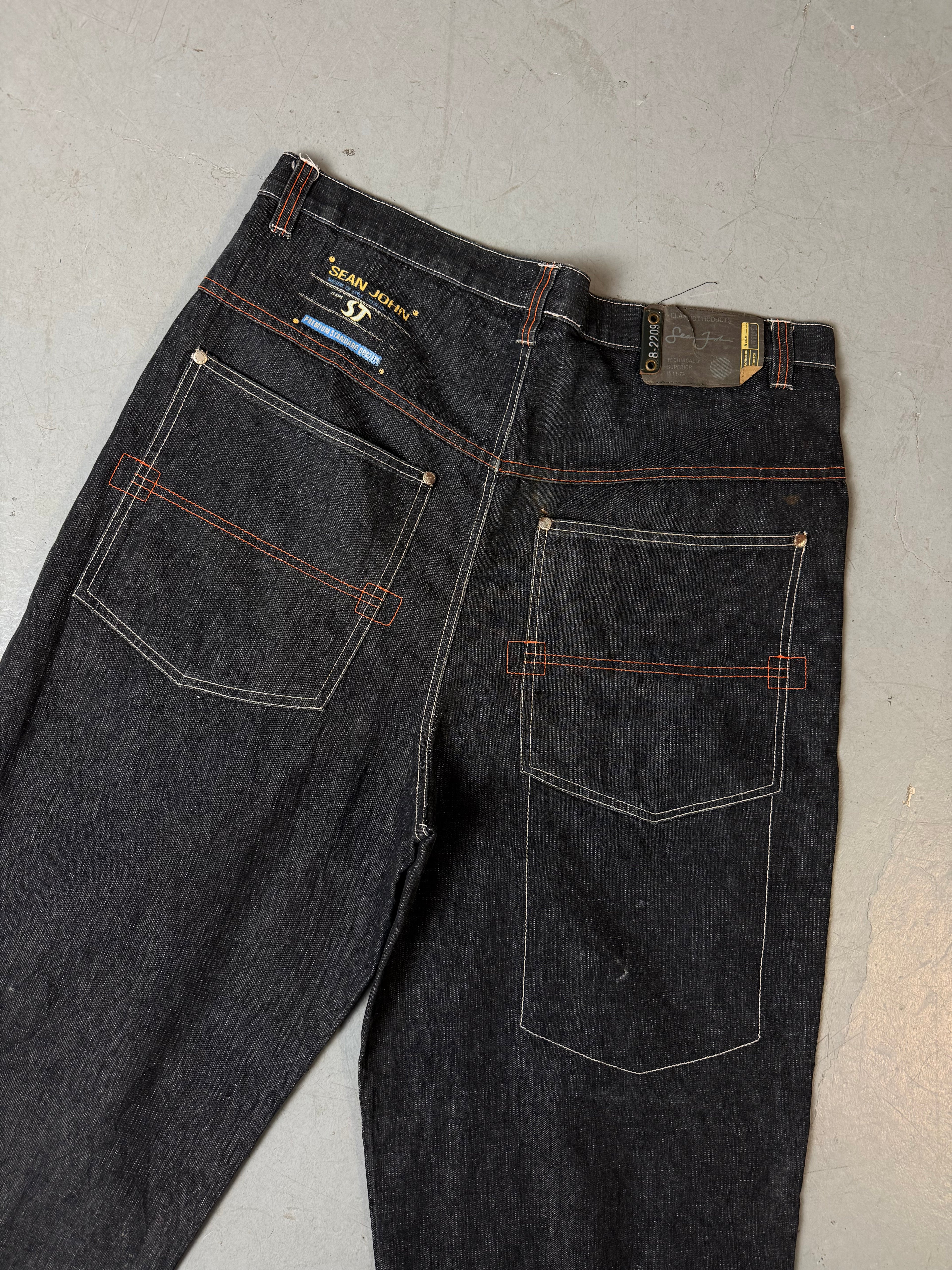 Vintage Sean John Black Grey Baggy Denim Jeans L