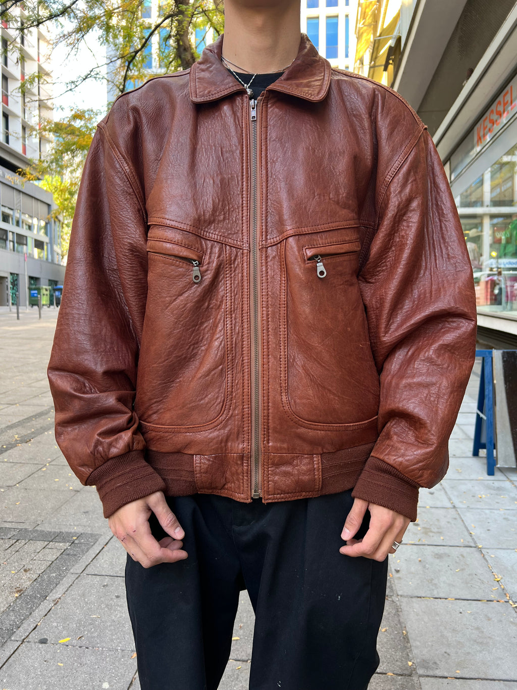 Vintage Leder Jacke (L)