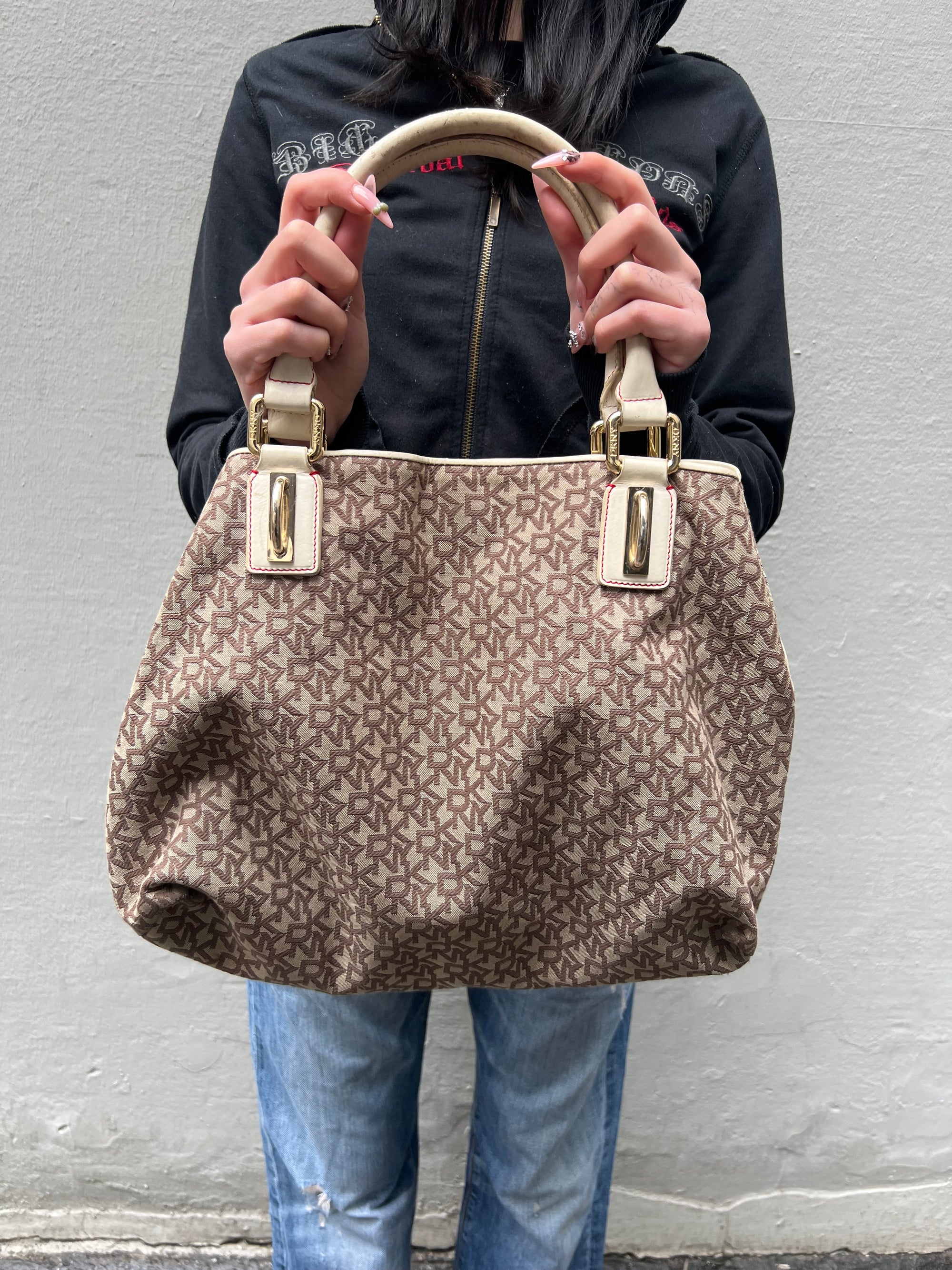 Vintage DKNY Brown White Bag