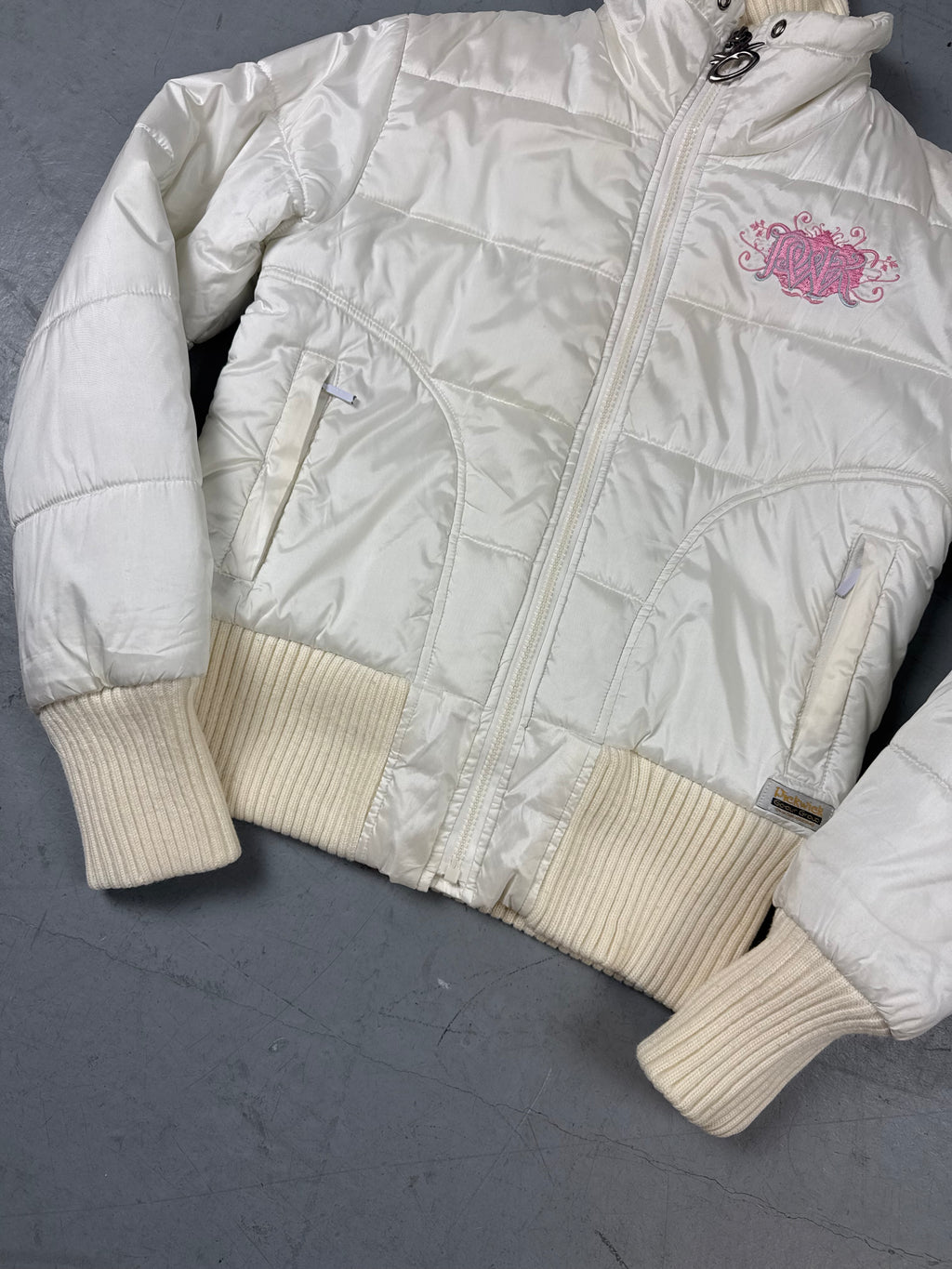 Weiße cropped Winterjacke y2k vintage 