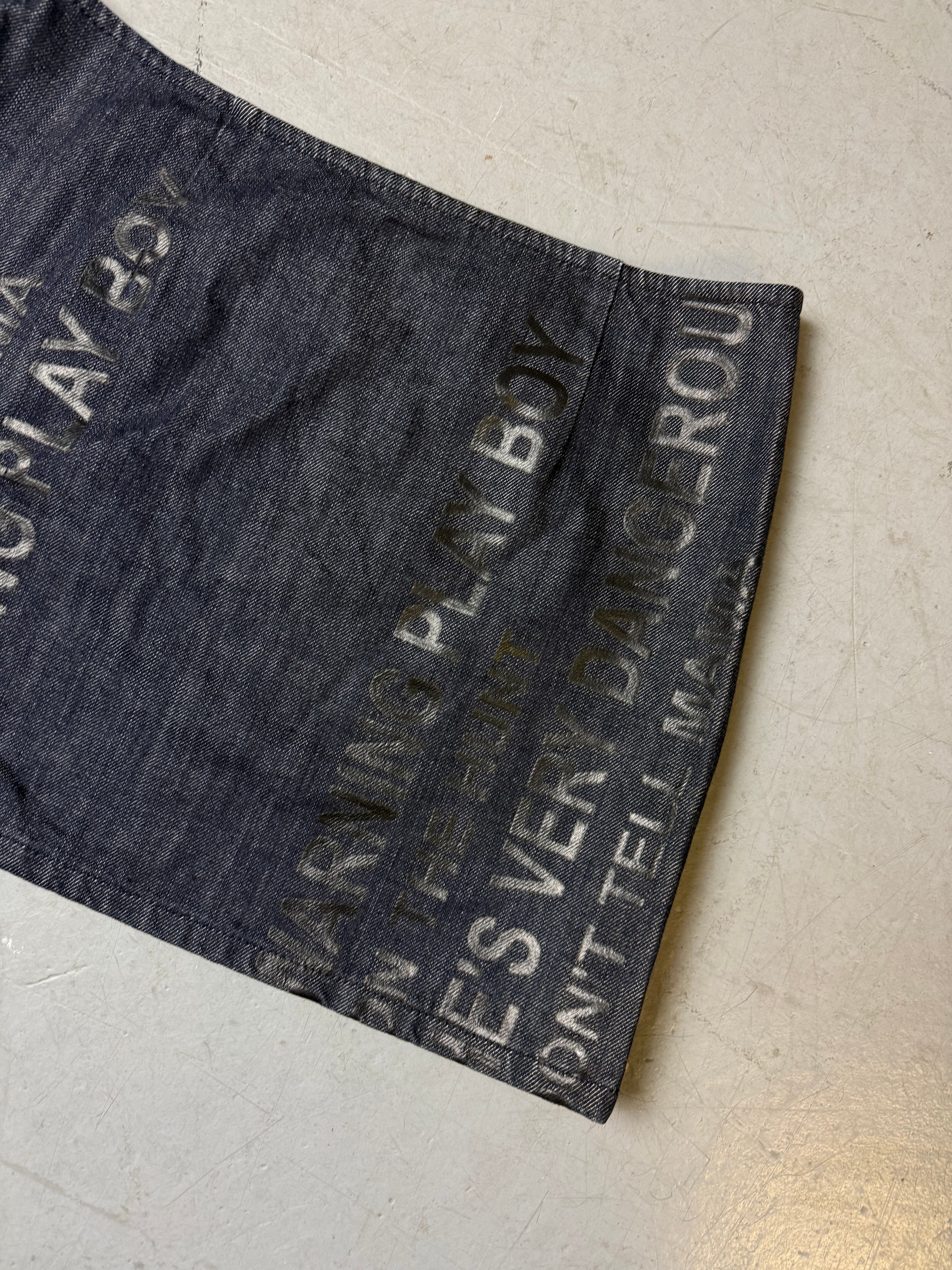 Vintage Sisley Printed Denim Mini Skirt S/M