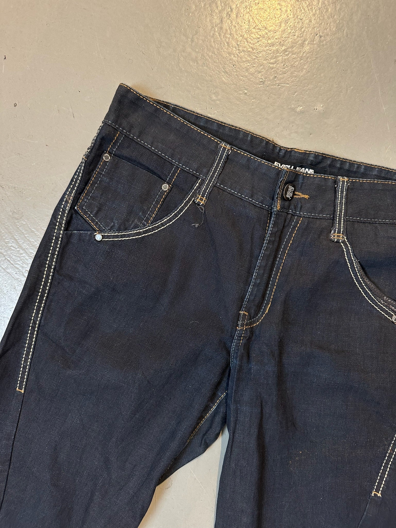 Vintage Black Evisu Flared Denim with Back Print L/XL