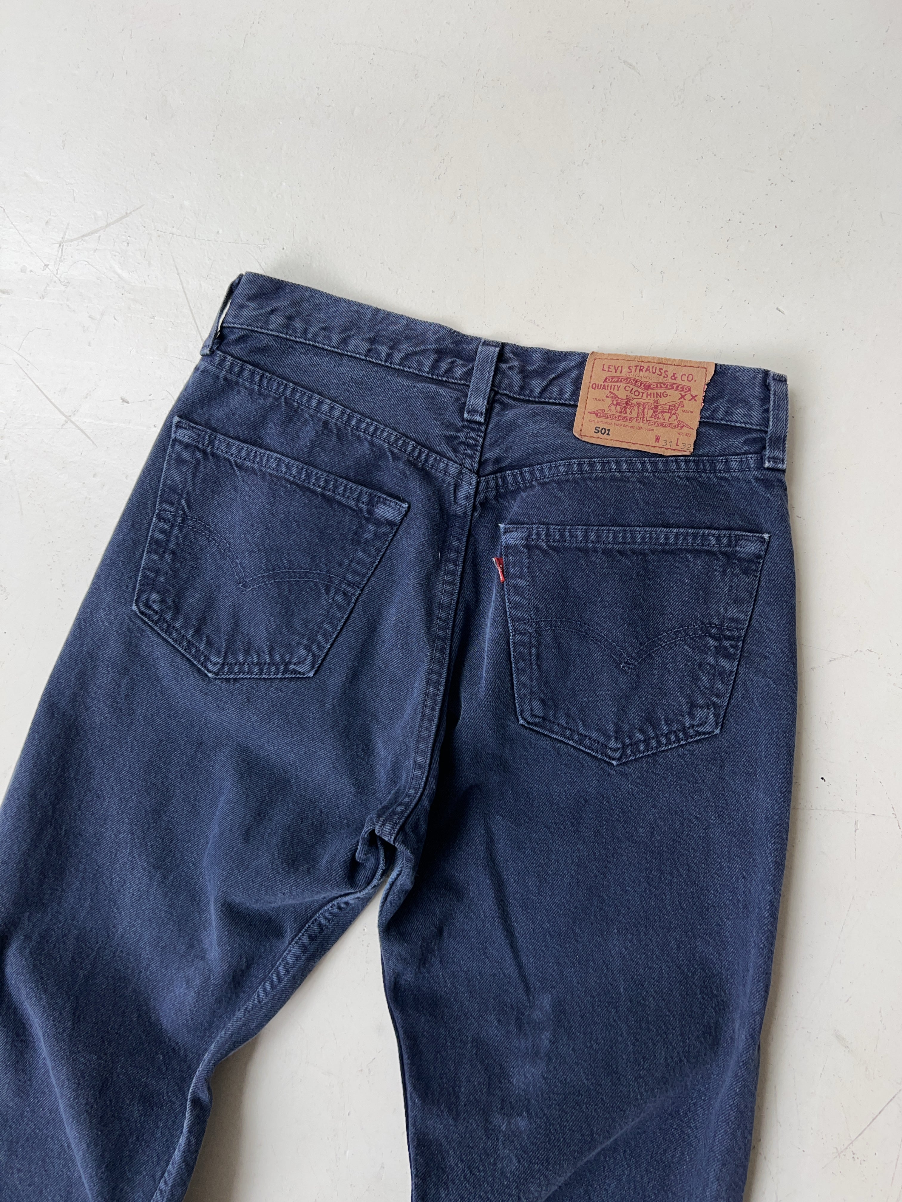 Vintage Levi's 501 Darkblue Reworked Bootcut Jeans (L)