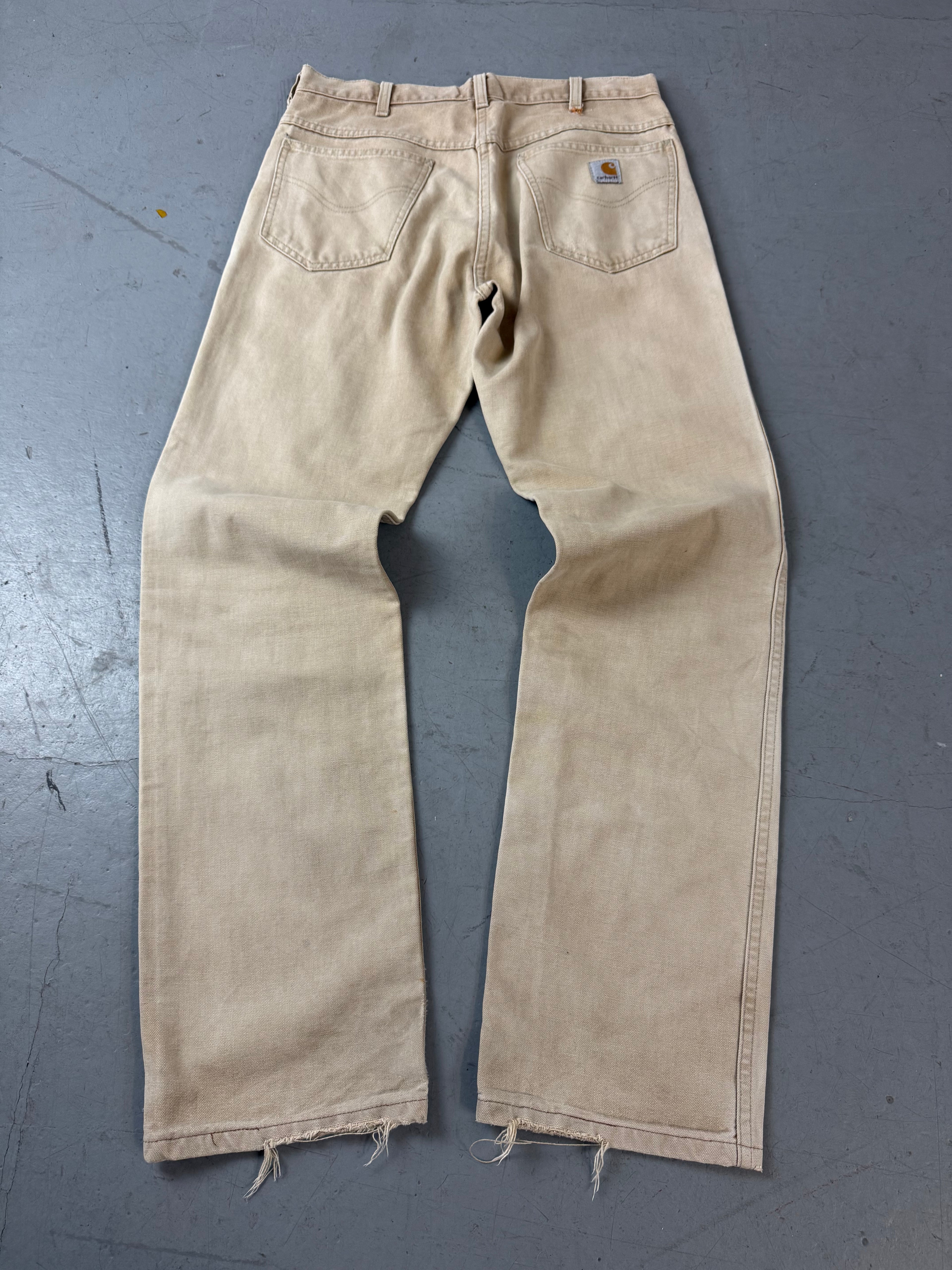 Vintage Carhartt Straight Leg Beige Jeans für Herren. Y2K Second Hand 2000s Fashion