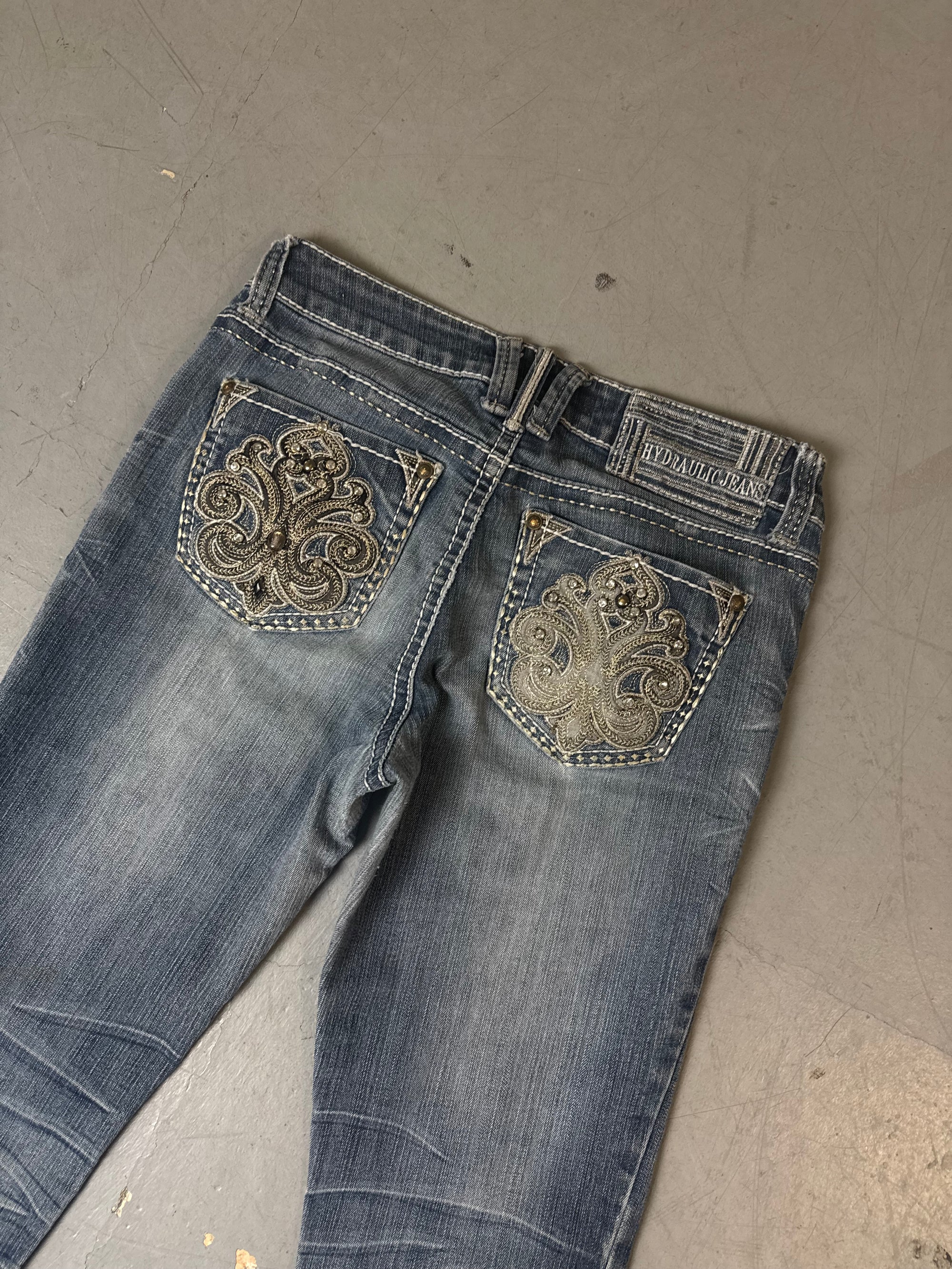 Vintage Hydraulic Jeans Y2K Low Waist Low Waist Bootcut Denim S