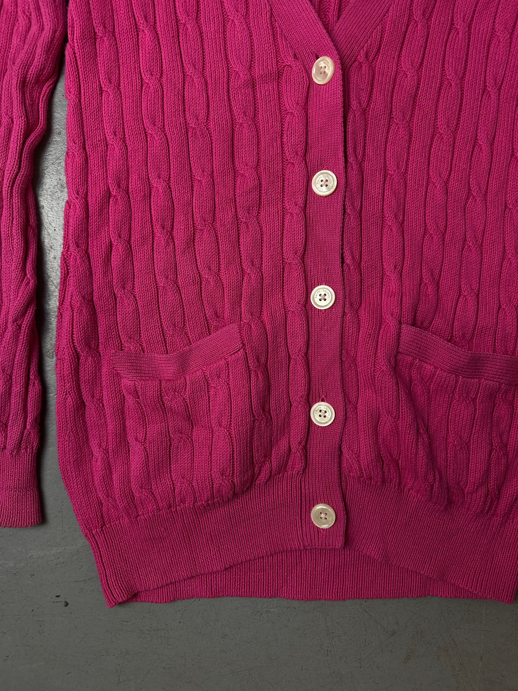 Detailliertes Produktbild von Vintage Pink Polo Ralph Lauren Cardigan S von vorne