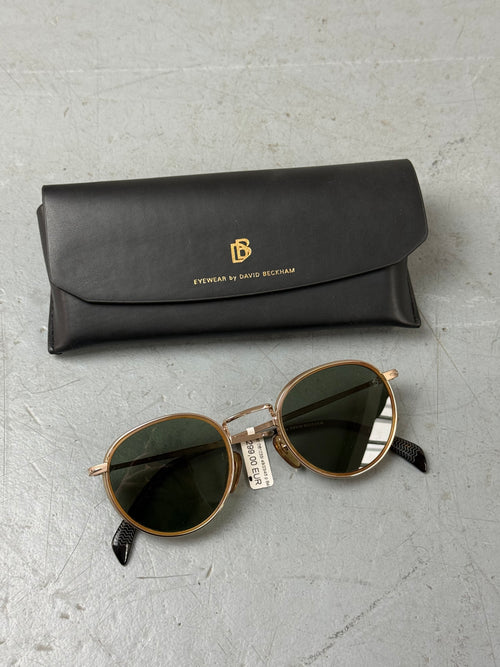 David Beckham Gold and Green Sunglasses Unisex. Secondhand 2000s Fashion