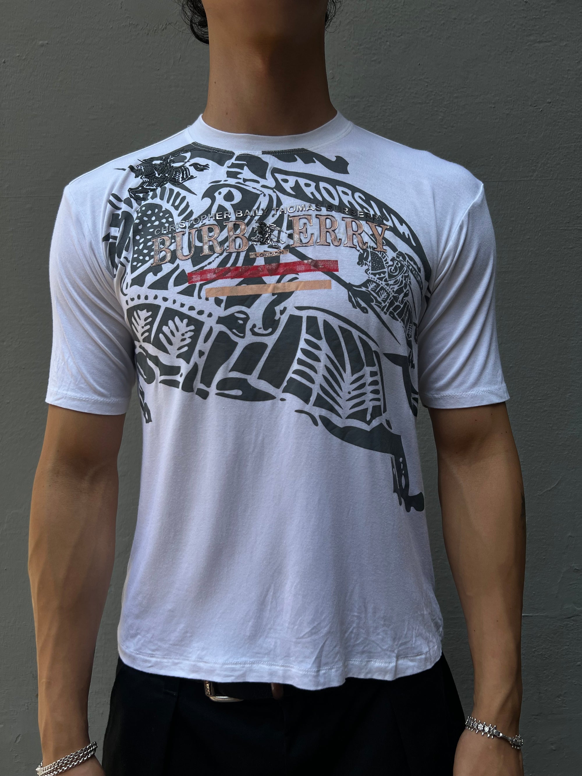 Vintage Burberry Printed White Shirt XS/S