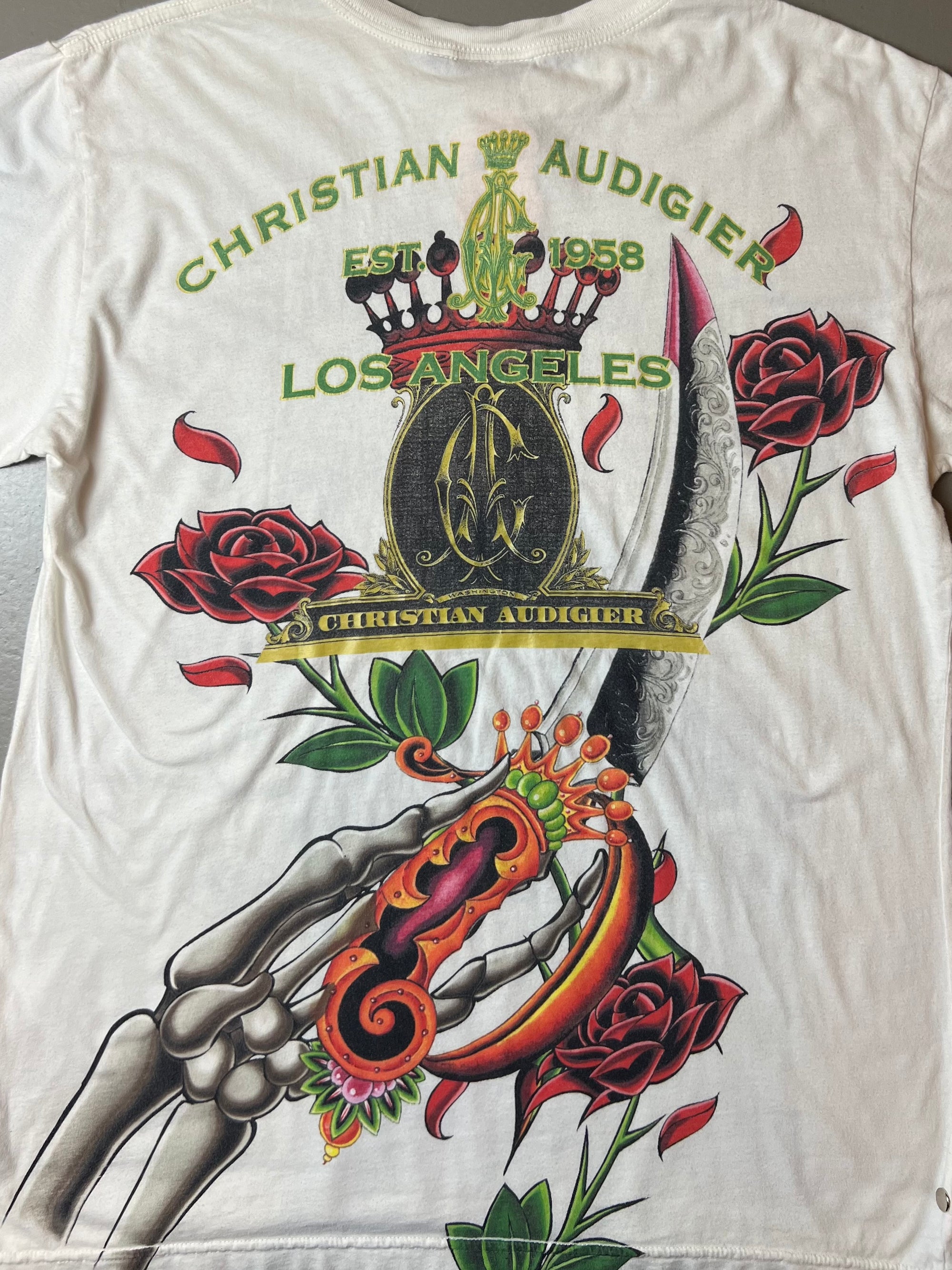 Vintage Christian Audigier Rhinestone Tee L/XL