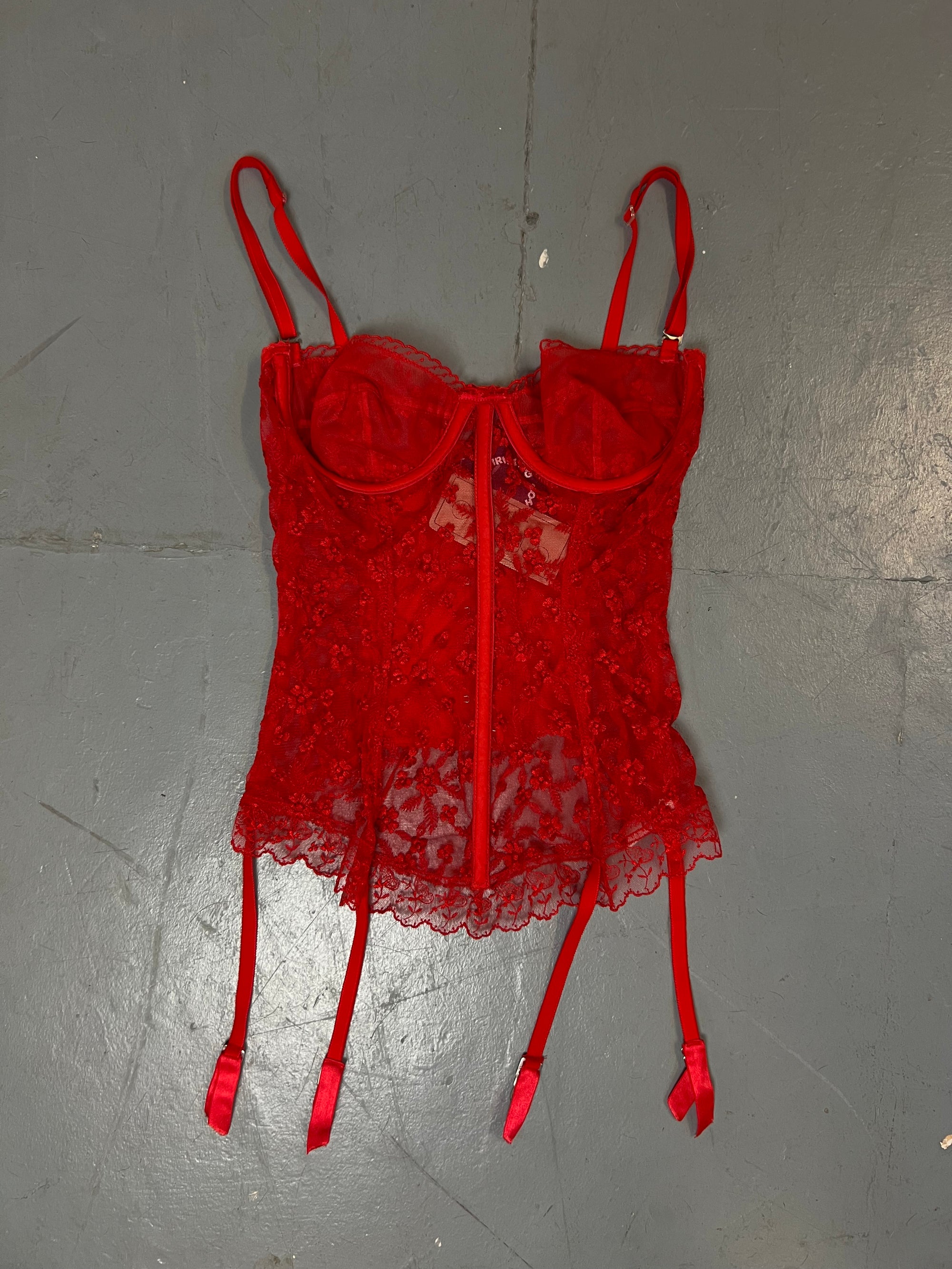 Vintage Red Flower Corsett Top XS/S