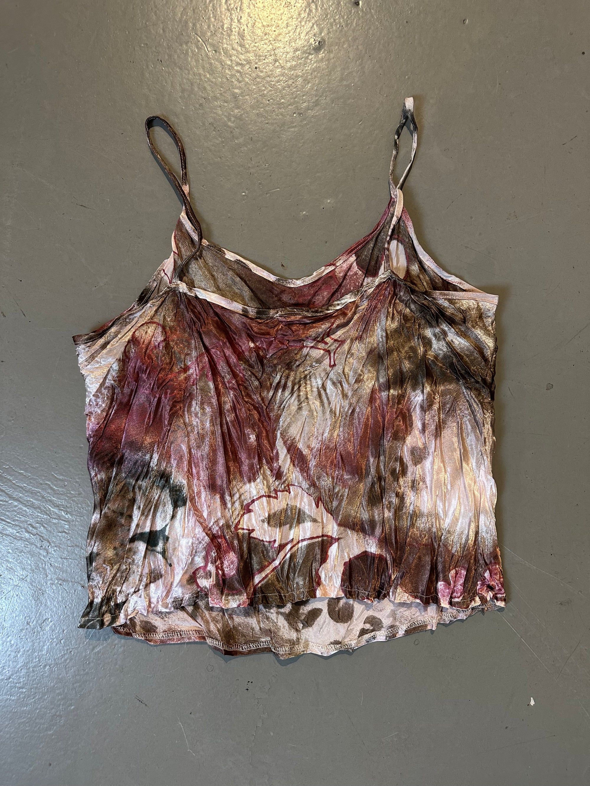 Vintage Pink Printed Satin Top S-L