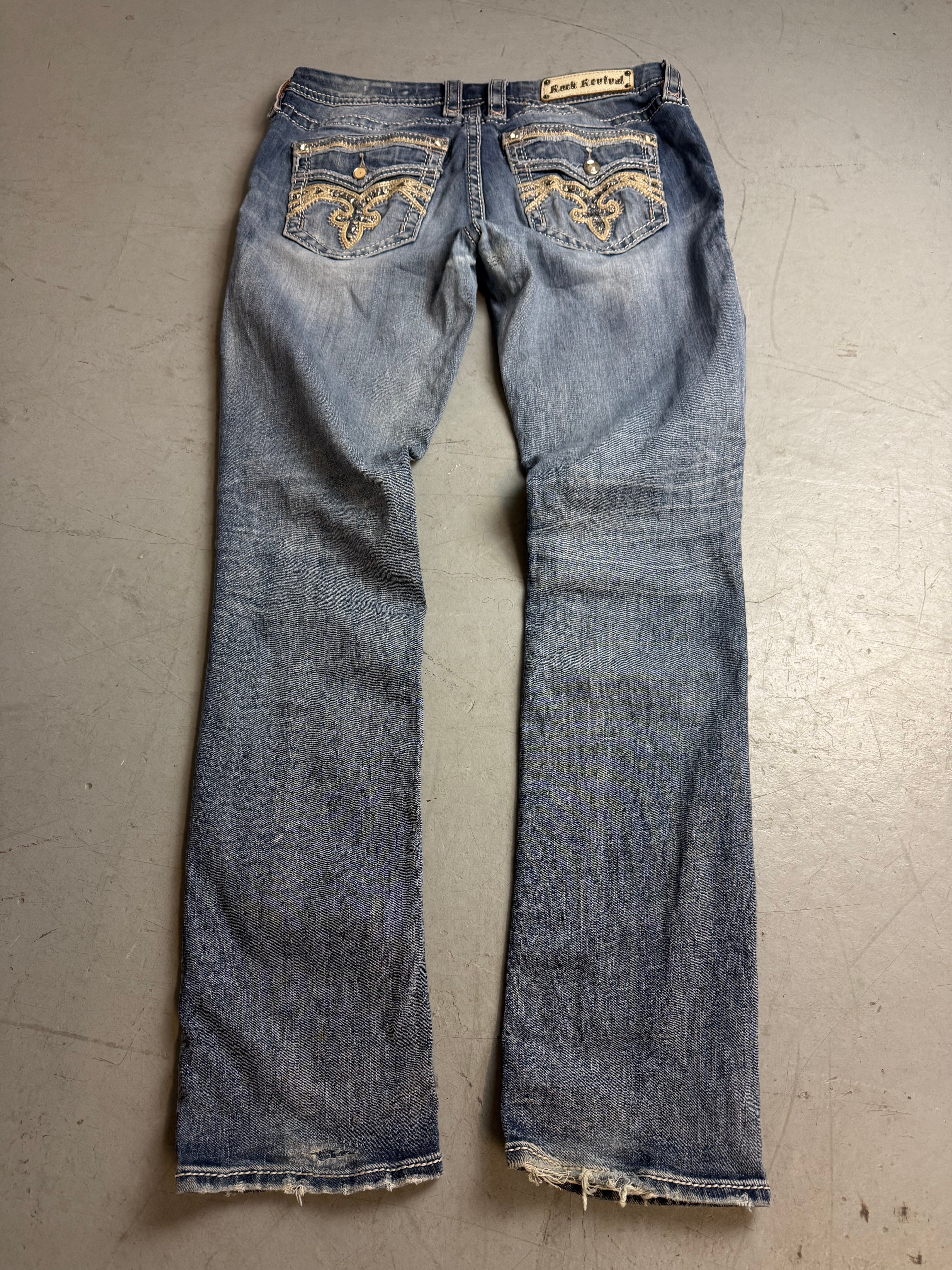 Vintage Y2K Rock Revival Low Waist Straight Leg Denim XL