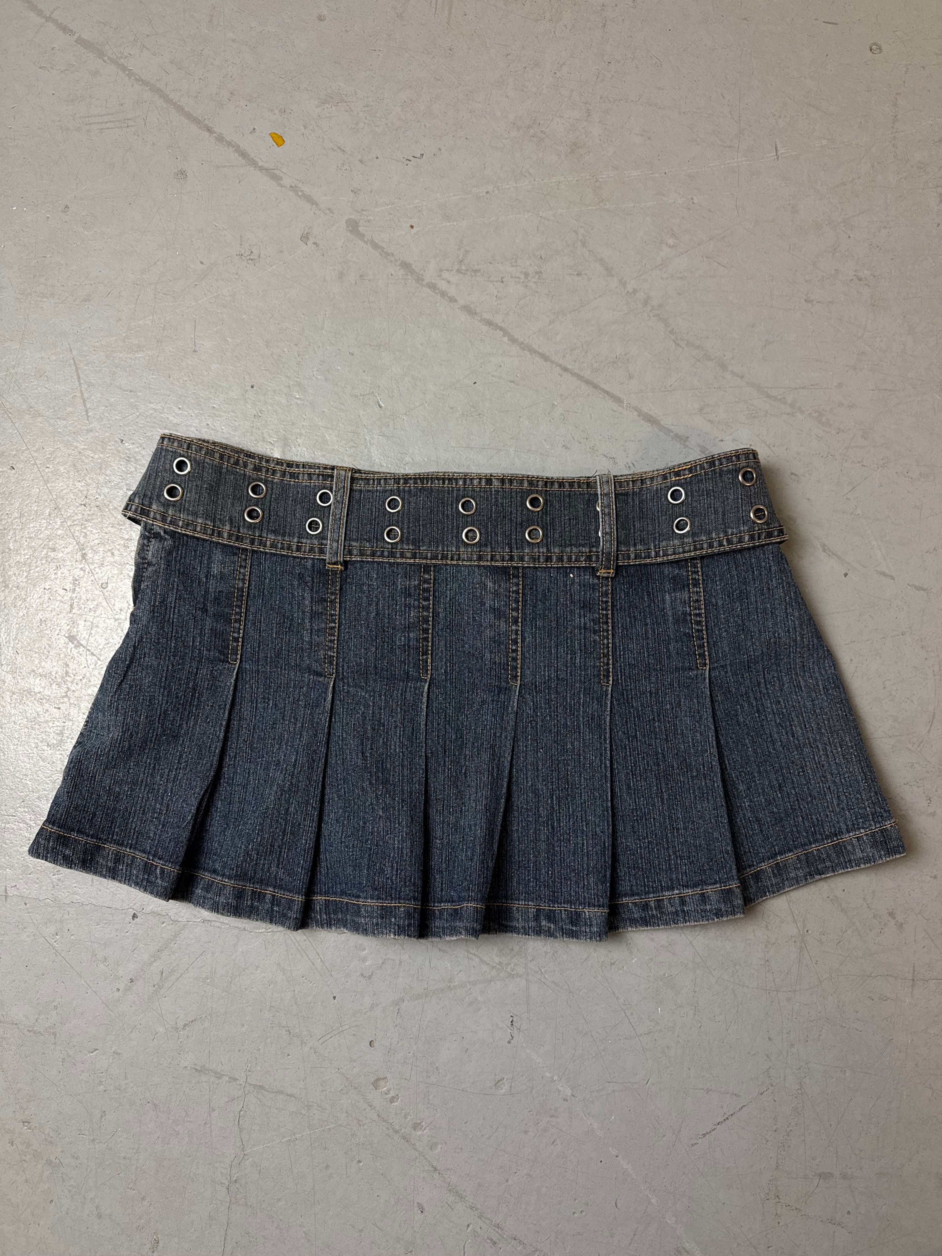 Vintage Bongo Denim Mini Skirt with Belt M