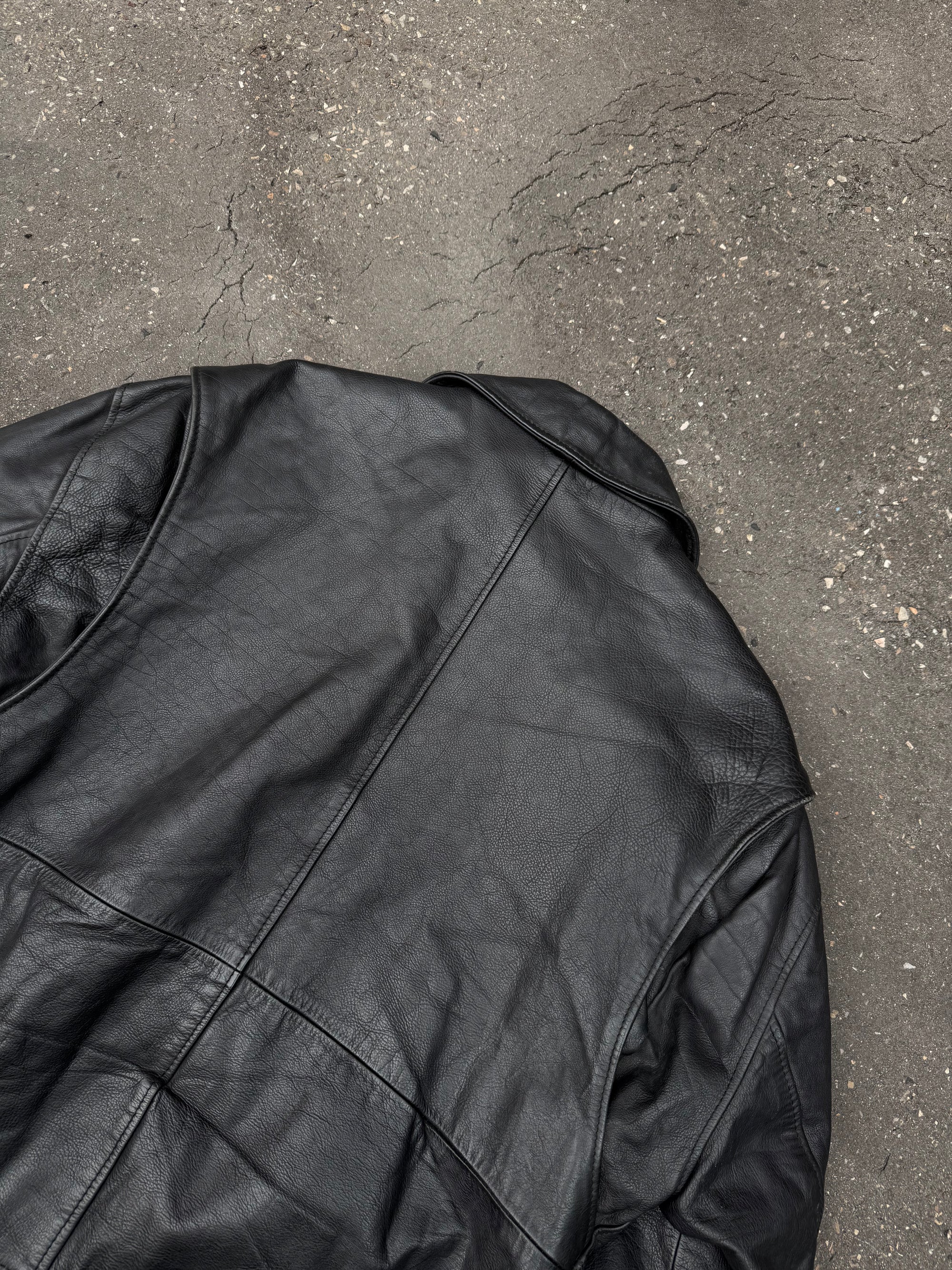 Vintage Fery Black Long Leather Jacket XL