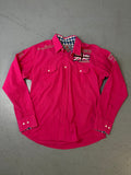 Vintage Camp David Pink Y2K Printed Button Up Shirt L