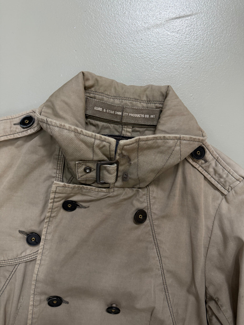 Vintage Beige G-Star Utility Coat für Damen. Y2K Second Hand 2000s Fashion