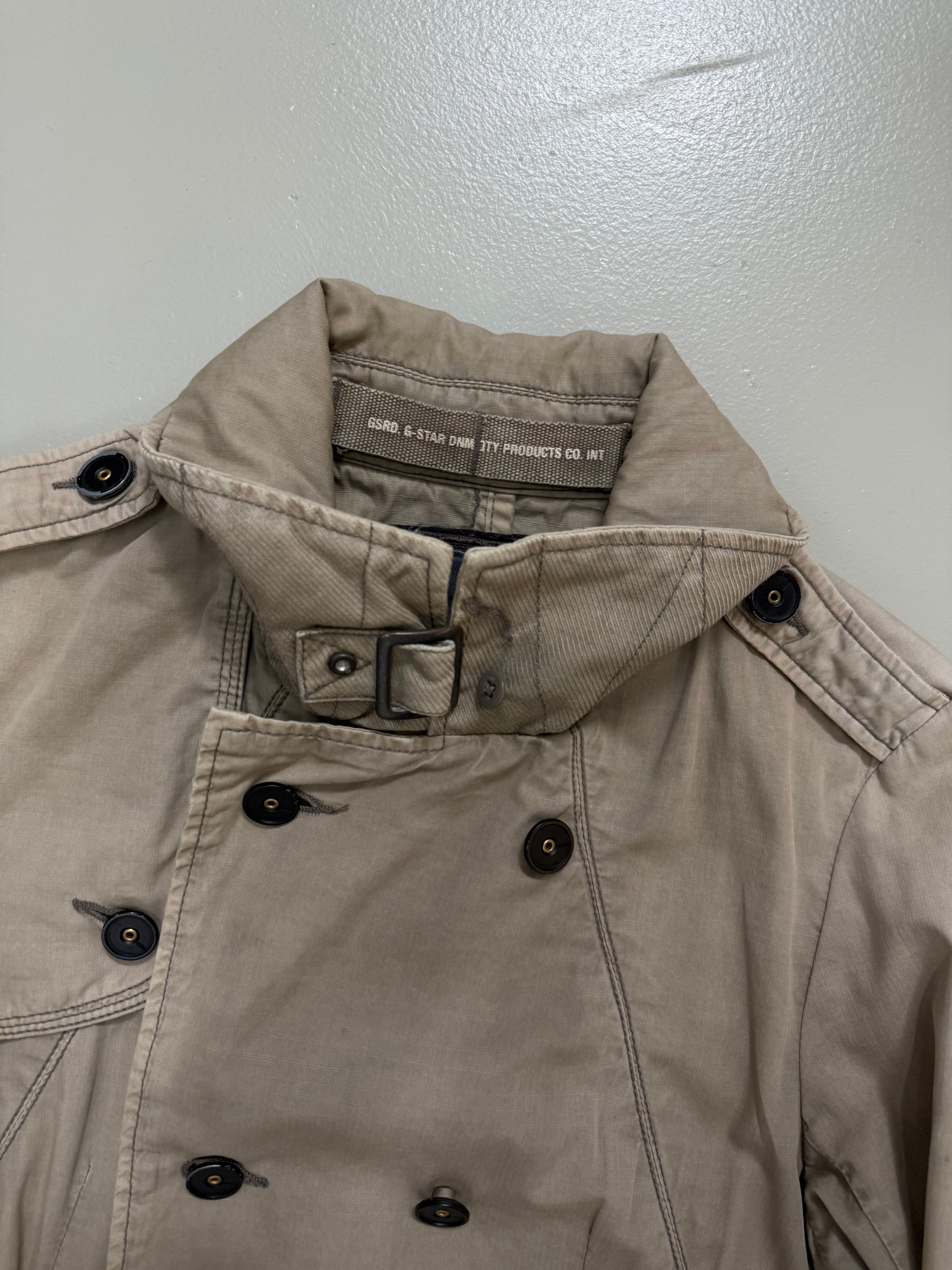 Vintage Beige G-Star Utility Coat für Damen. Y2K Second Hand 2000s Fashion