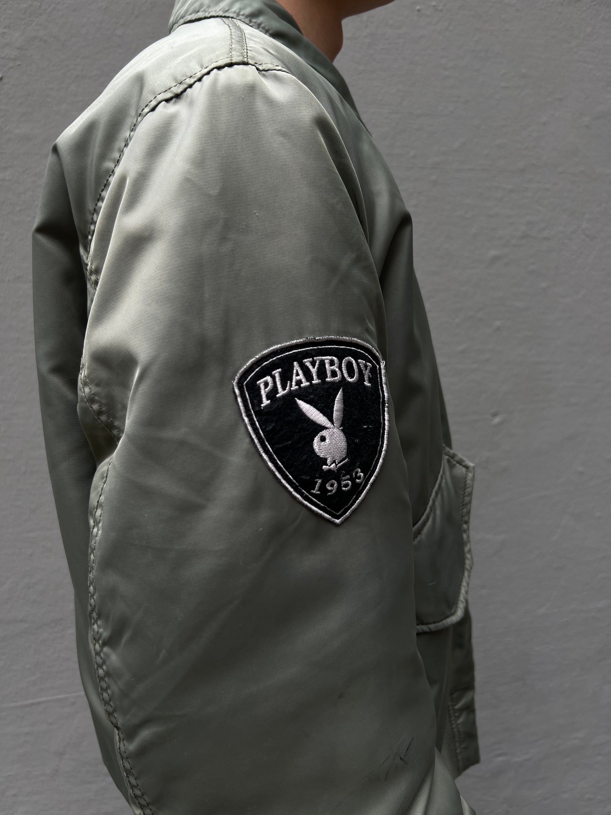 Vintage Green Playboy Bomber Jacket L/XL