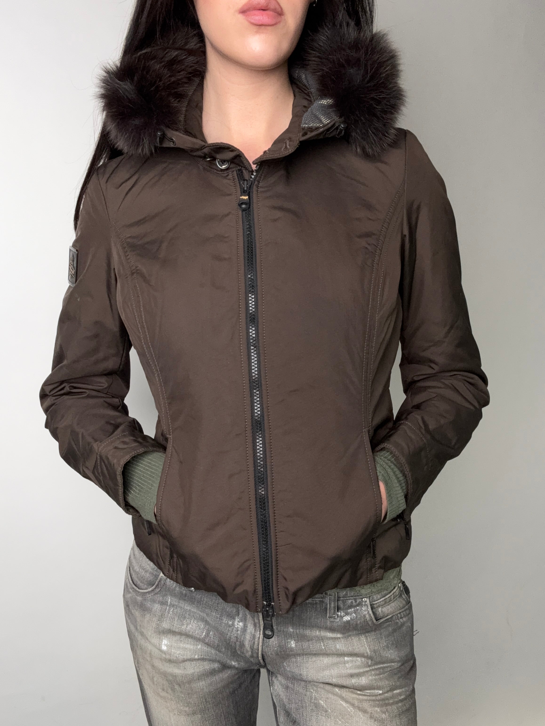 Vintage Refrigiwear Brown Jacket with Fur Hood S/M