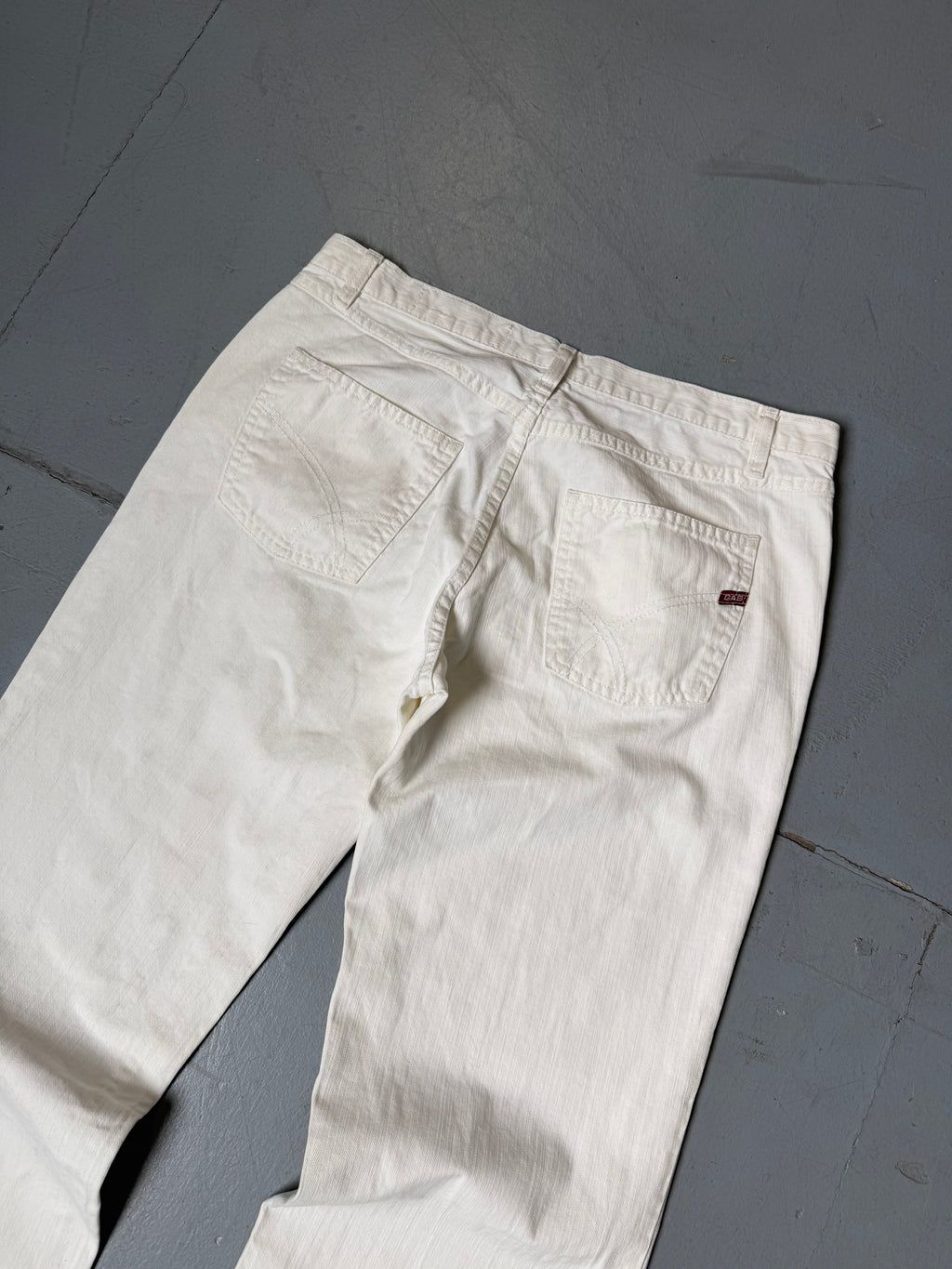 Vintage Gas White Low Waist Jeans für Damen. Y2K Secondhand 2000s Fashion.