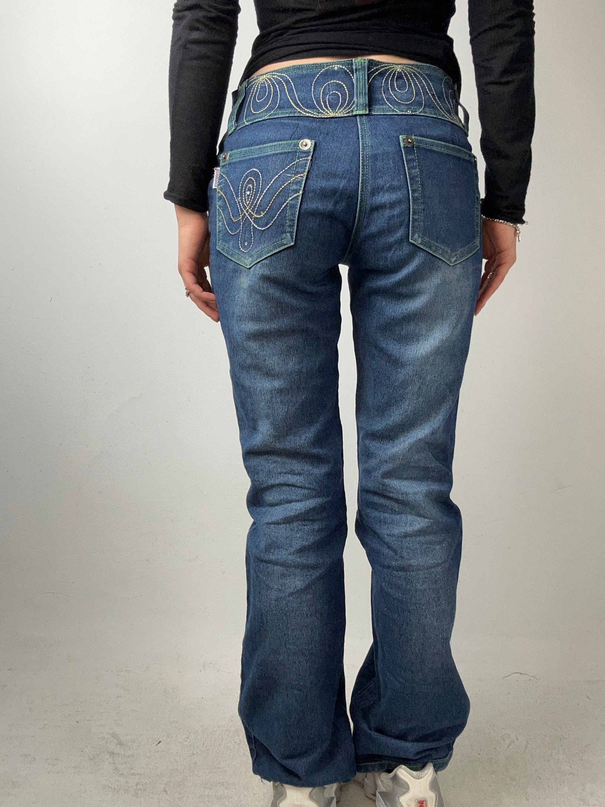 Vintage Bootcut Jeans with Colorful Stitching XS/S