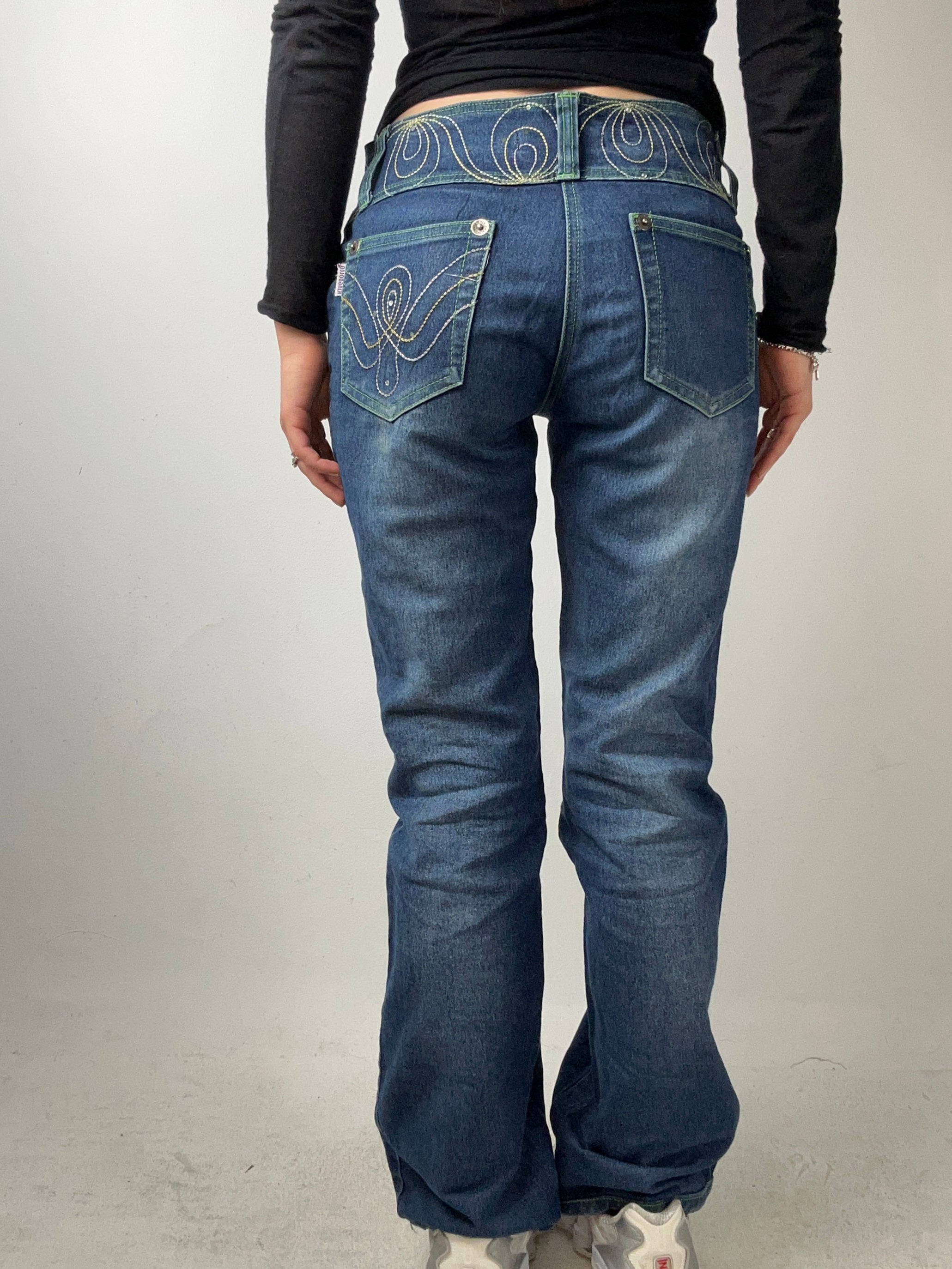 Vintage Bootcut Jeans with Colorful Stitching XS/S