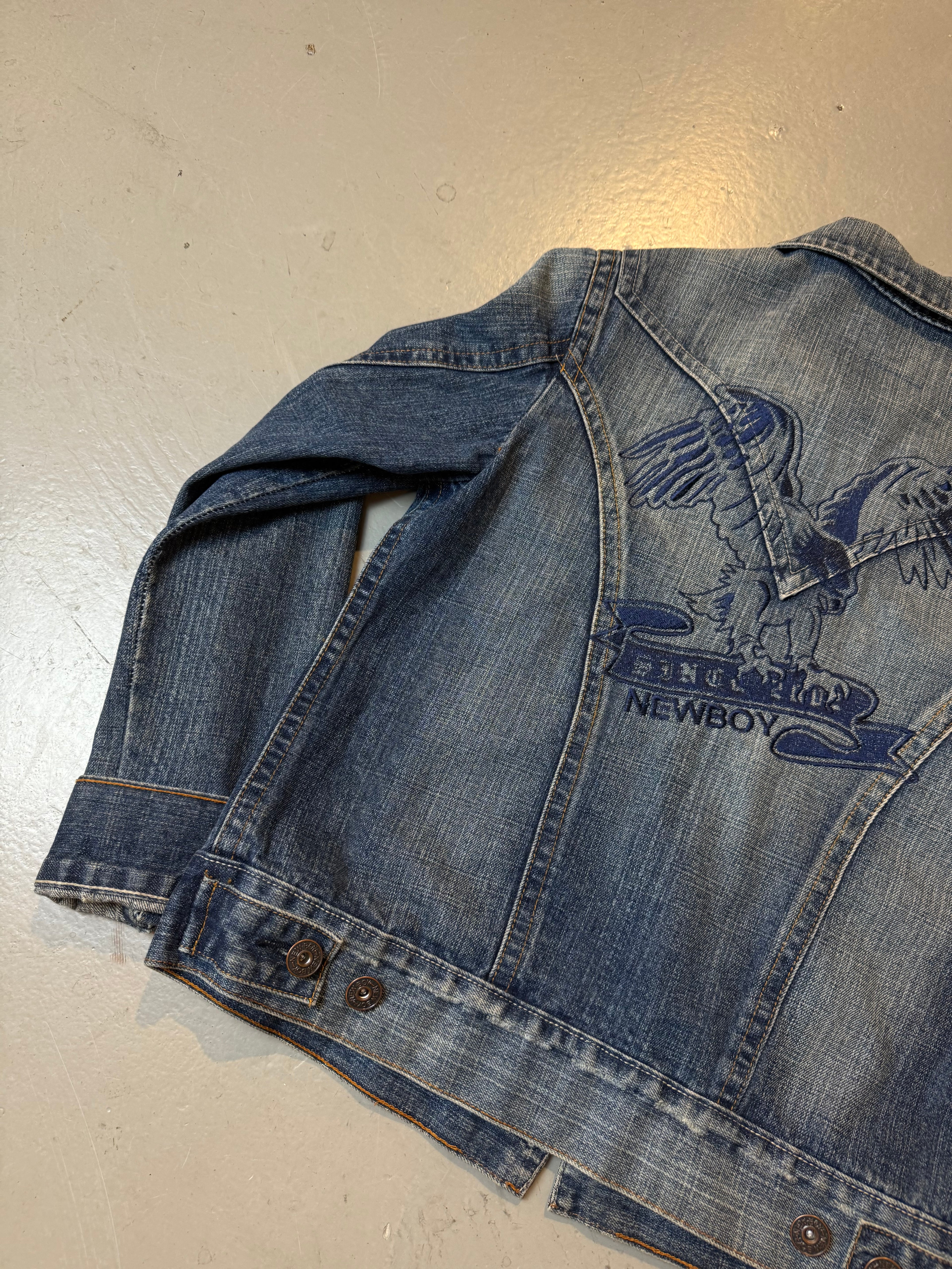 Vintage New Boy Denim Jacket with Back Print M