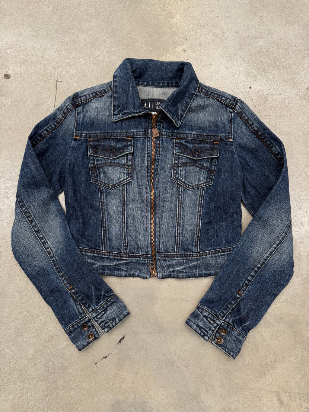 Vintage Armani Jeans Cropped Denim Jacket M